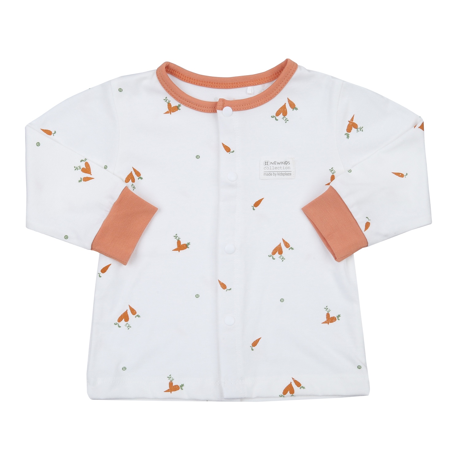 Bộ quần áo dài tay cài giữa KidsPlaza Otis in cà rốt ND23T (Trắng cam)