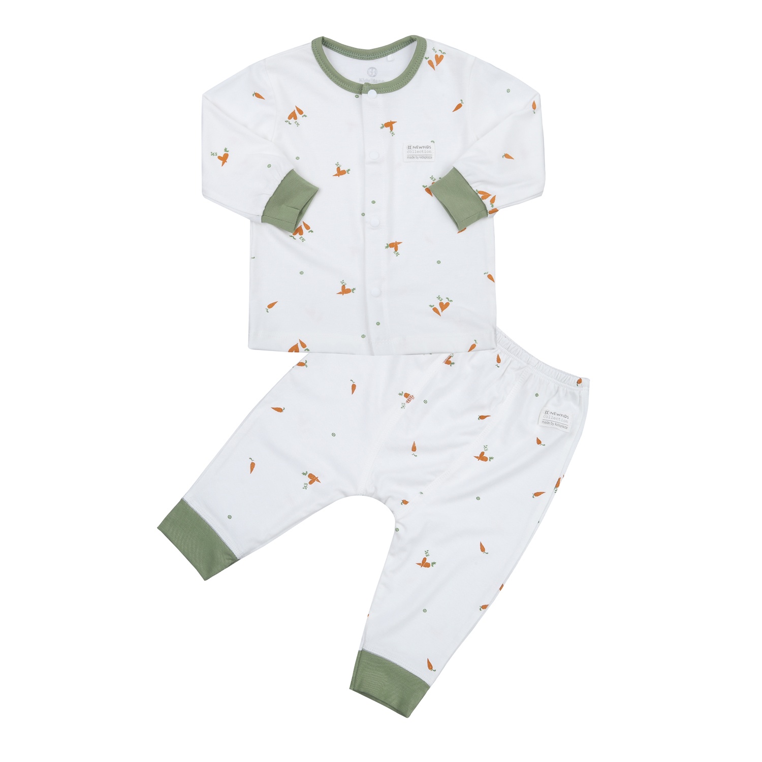 Bộ quần áo dài tay cài giữa KidsPlaza Otis in cà rốt ND23T (Trắng xanh) hình 1