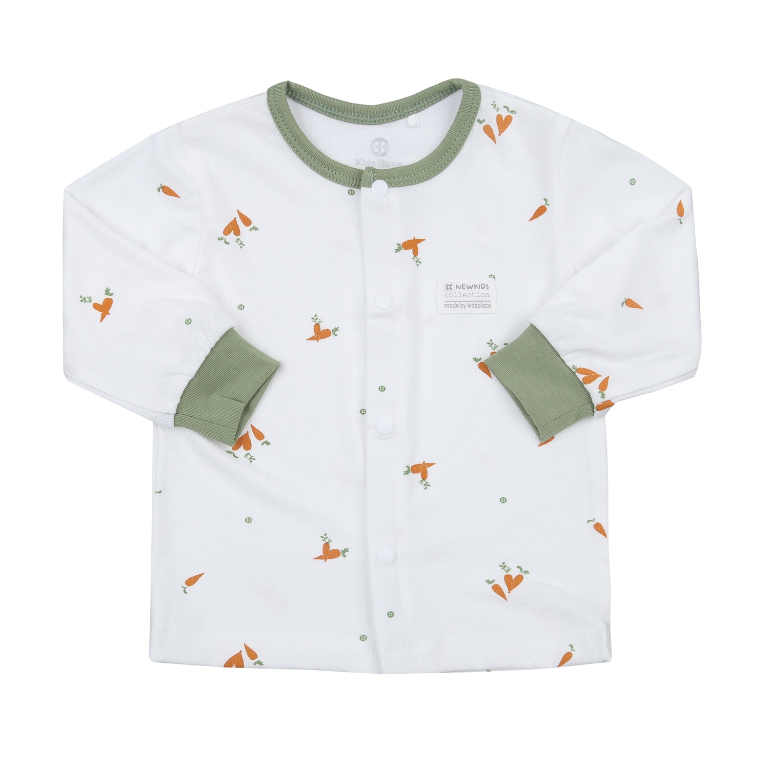 Bộ quần áo dài tay cài giữa KidsPlaza Otis in cà rốt ND23T (Trắng xanh) hình 2
