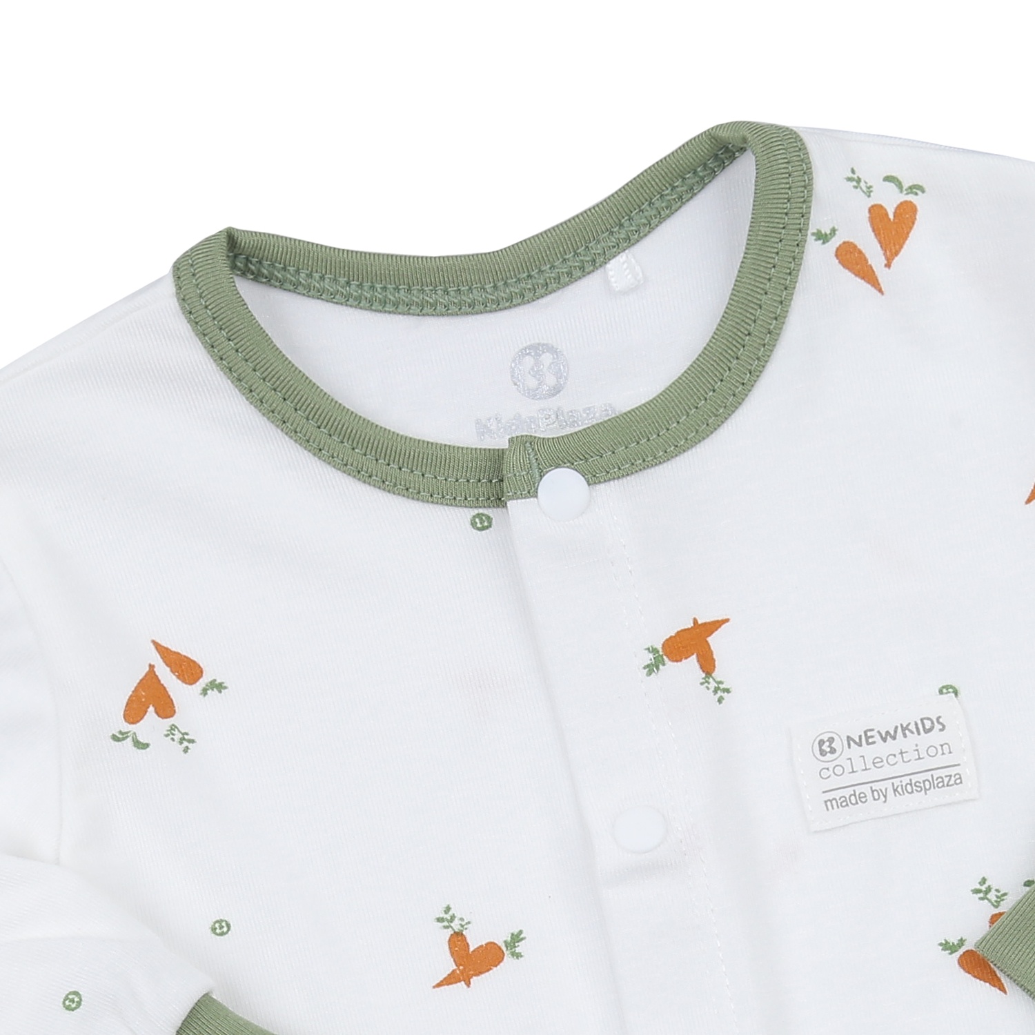 Bộ quần áo dài tay cài giữa KidsPlaza Otis in cà rốt ND23T (Trắng xanh) hình 3