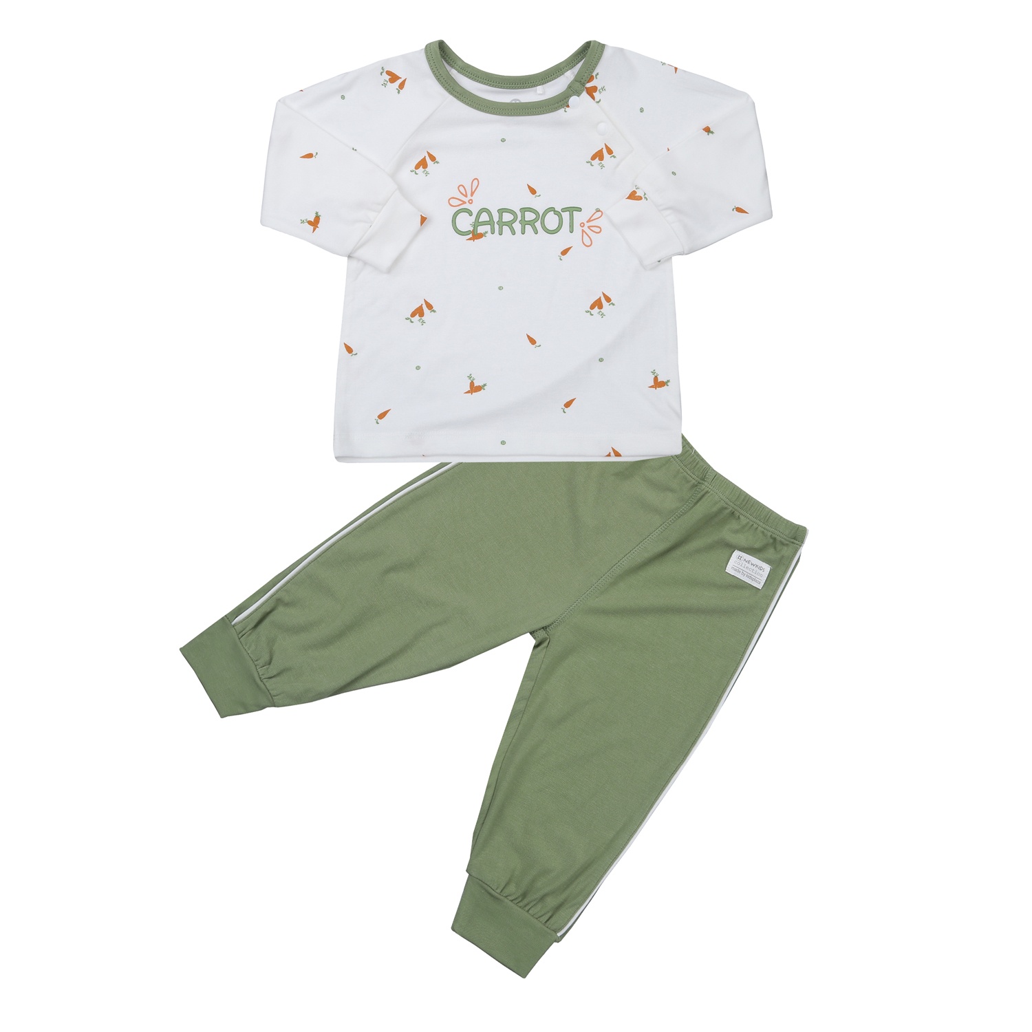 Bộ quần áo dài tay cài vai KidsPlaza Otis in cà rốt ND23T (Trắng xanh) hình 1