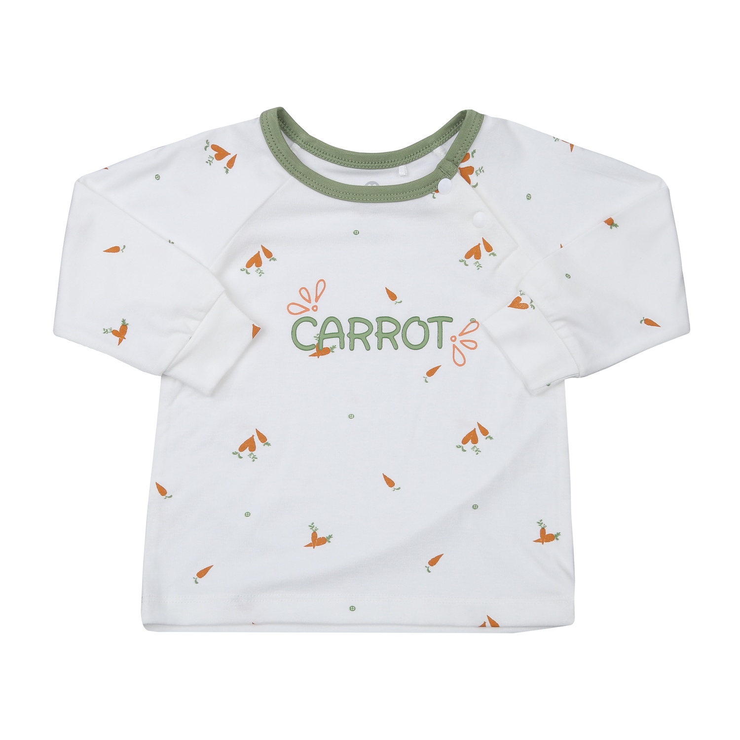 Bộ quần áo dài tay cài vai KidsPlaza Otis in cà rốt ND23T (Trắng xanh) hình 2