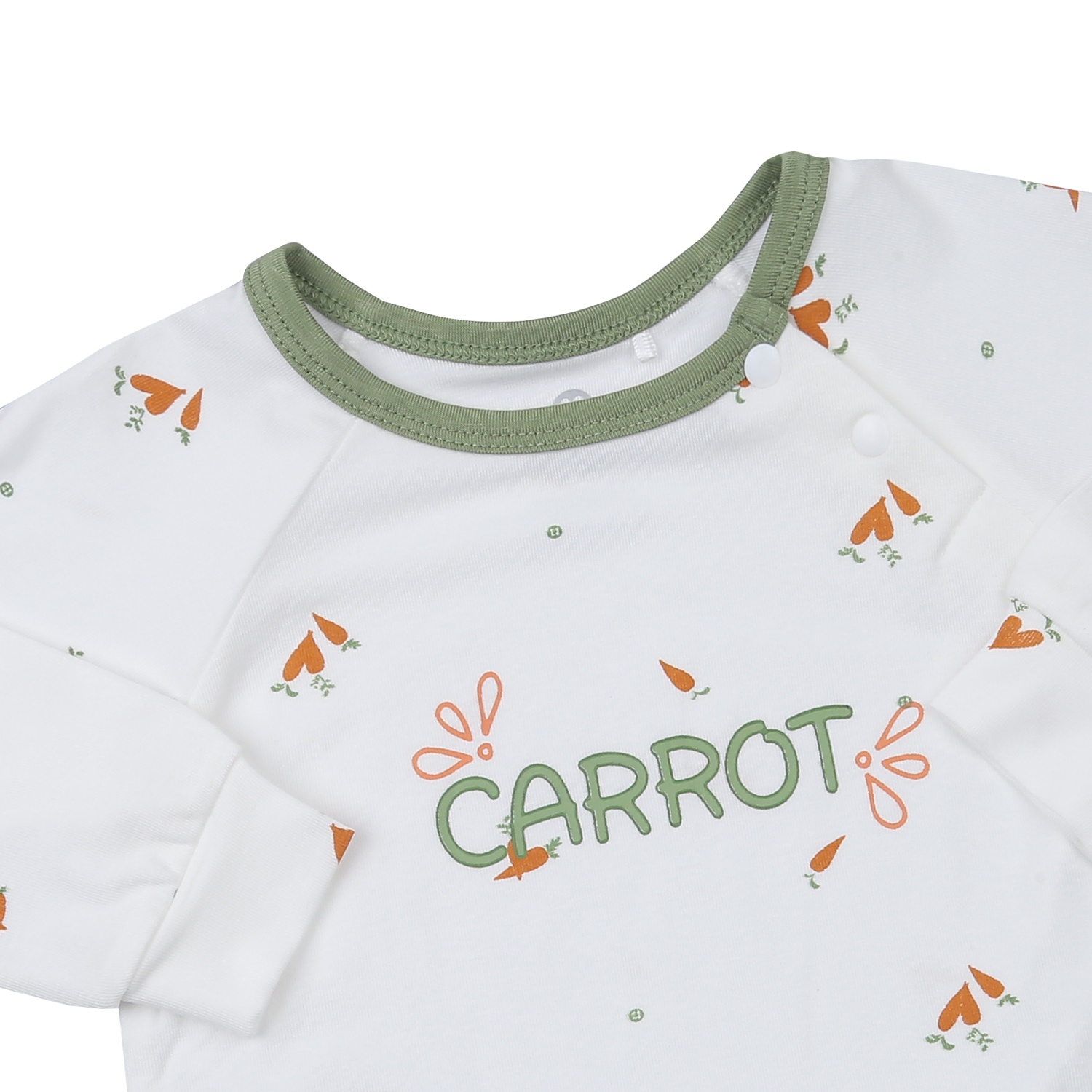 Bộ quần áo dài tay cài vai KidsPlaza Otis in cà rốt ND23T (Trắng xanh) hình 3