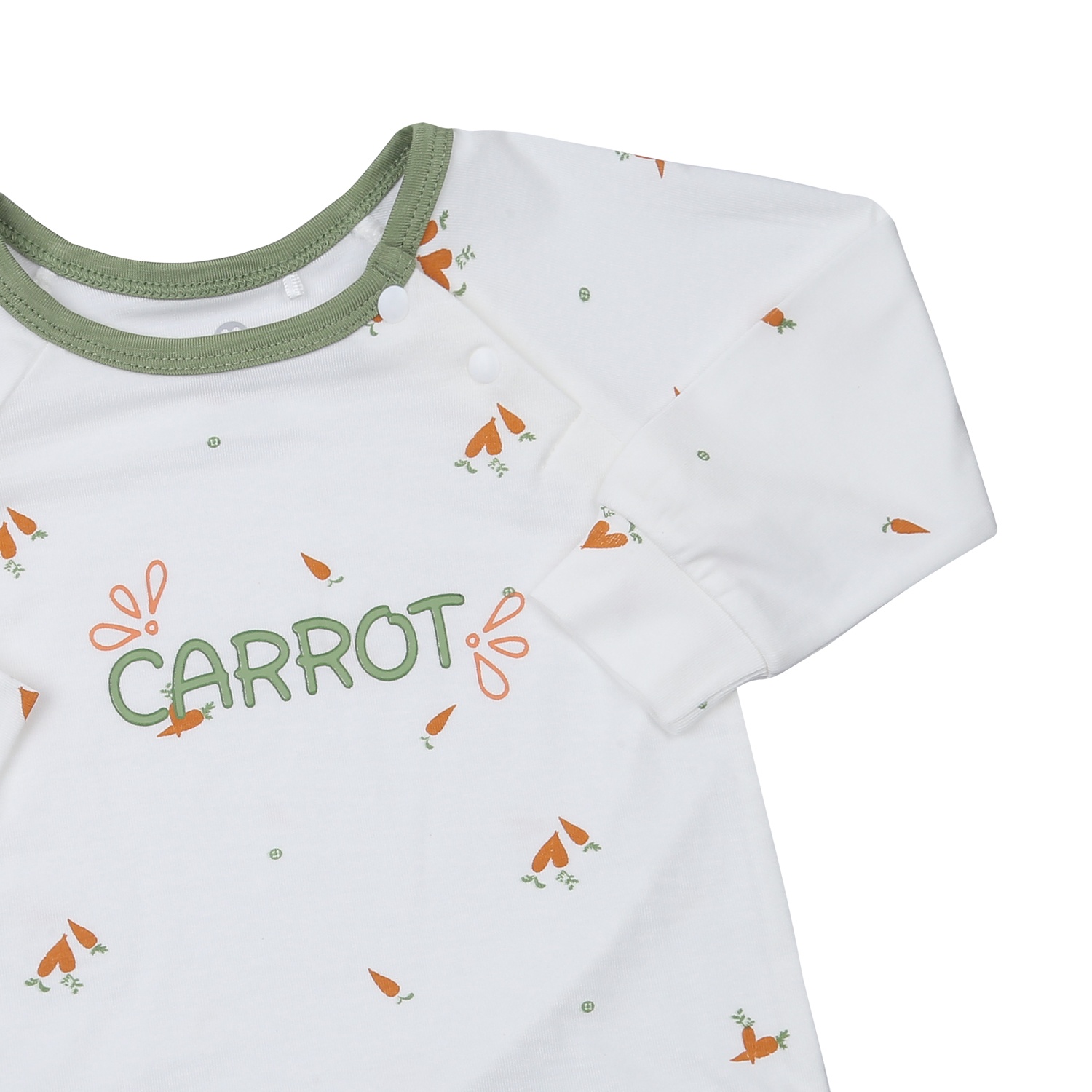 Bộ quần áo dài tay cài vai KidsPlaza Otis in cà rốt ND23T (Trắng xanh) hình 4