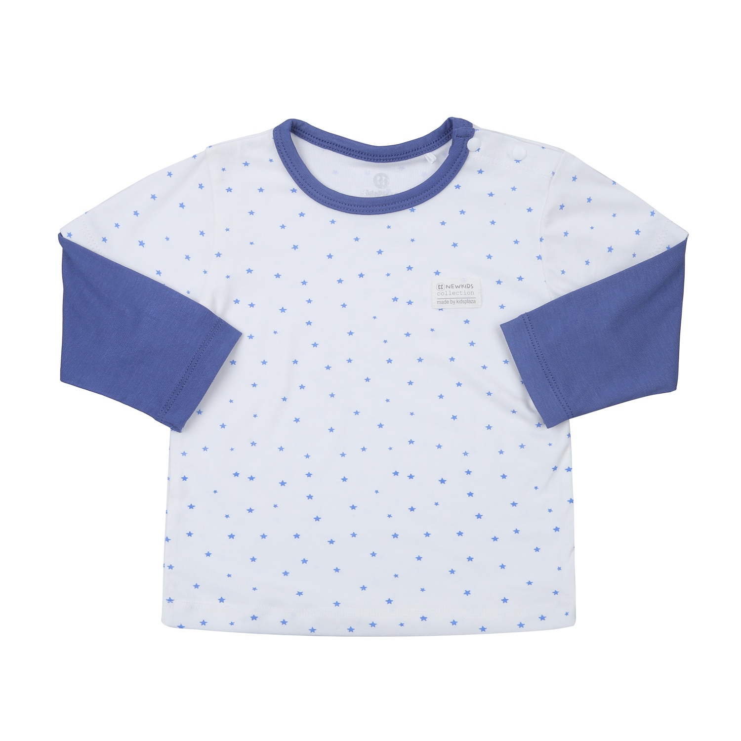 Bộ quần áo dài tay cài vai KidsPlaza Otis in sao ND23T (Trắng xanh) hình 2