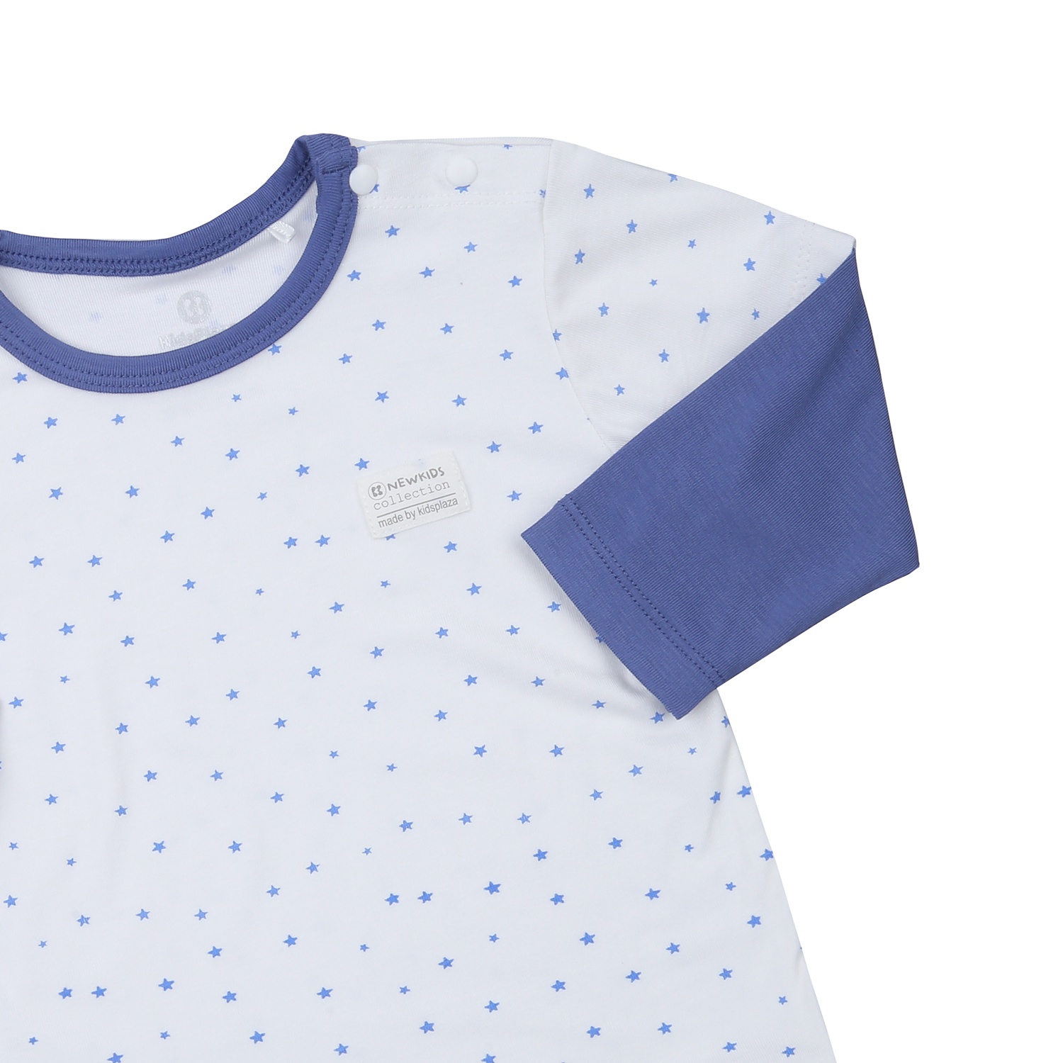 Bộ quần áo dài tay cài vai KidsPlaza Otis in sao ND23T (Trắng xanh) hình 4