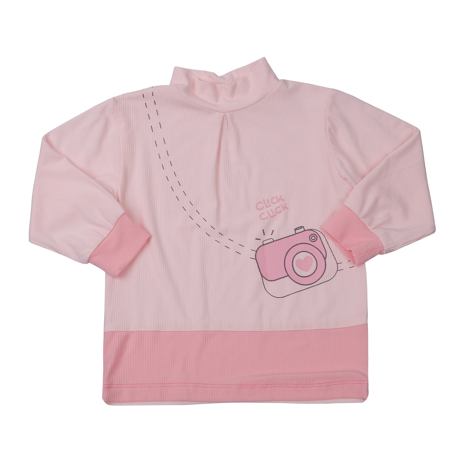 Bộ quần áo dài tay cổ 3 phân kẻ tăm KidsPlaza ND23T (Hồng) 