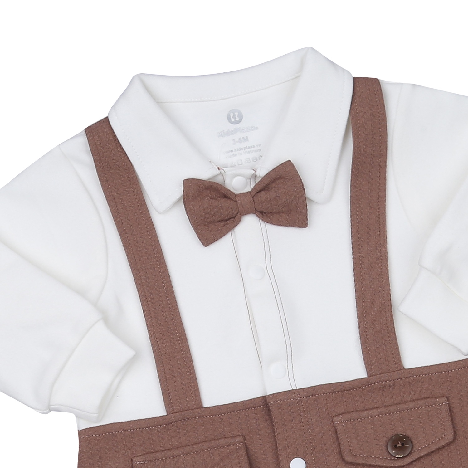 Body bé trai KidsPlaza hai dây HN23T (Trắng Nâu) hình 2