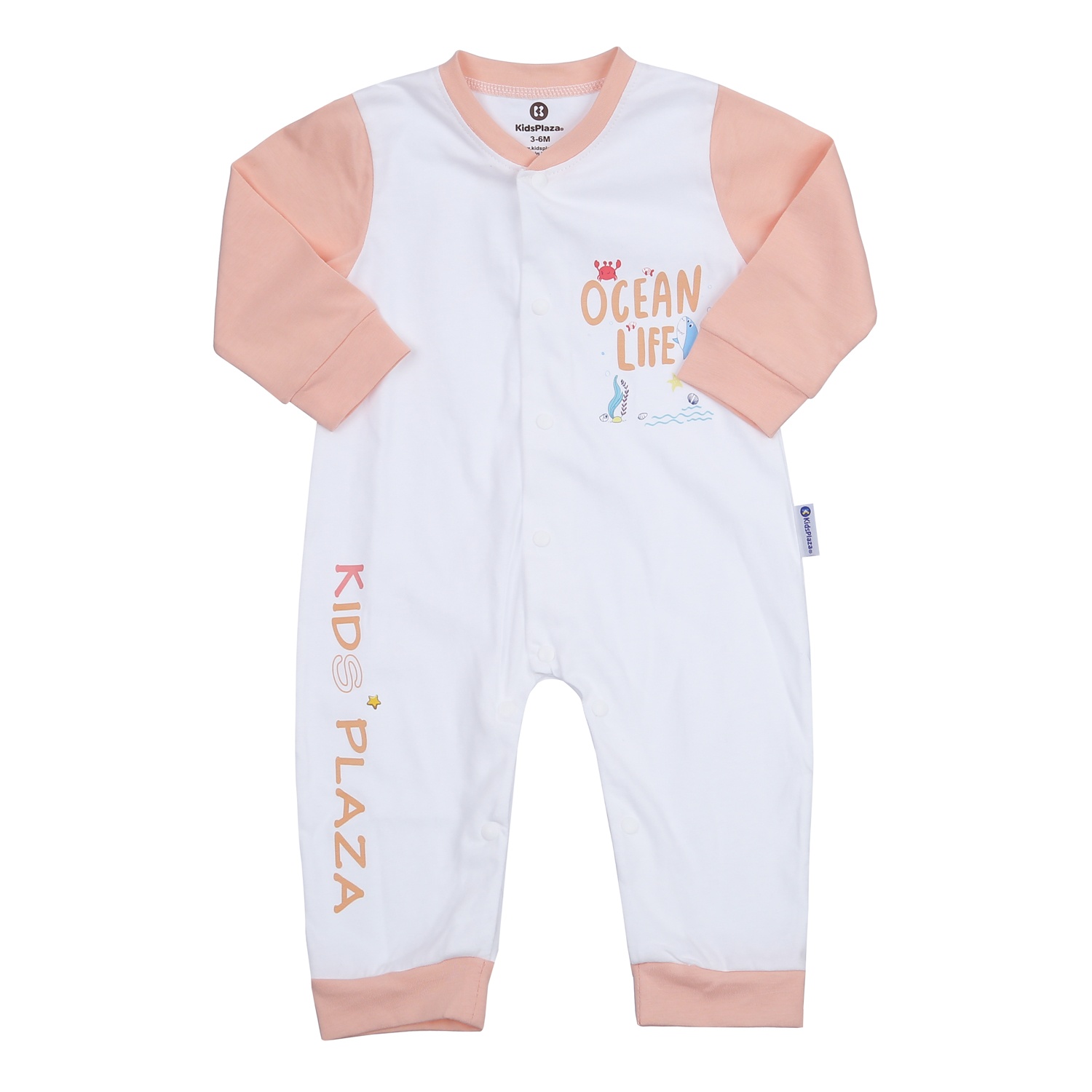 Body dài tay bé gái cài giữa KidsPlaza in Oceanlife M23T (Trắng hồng)