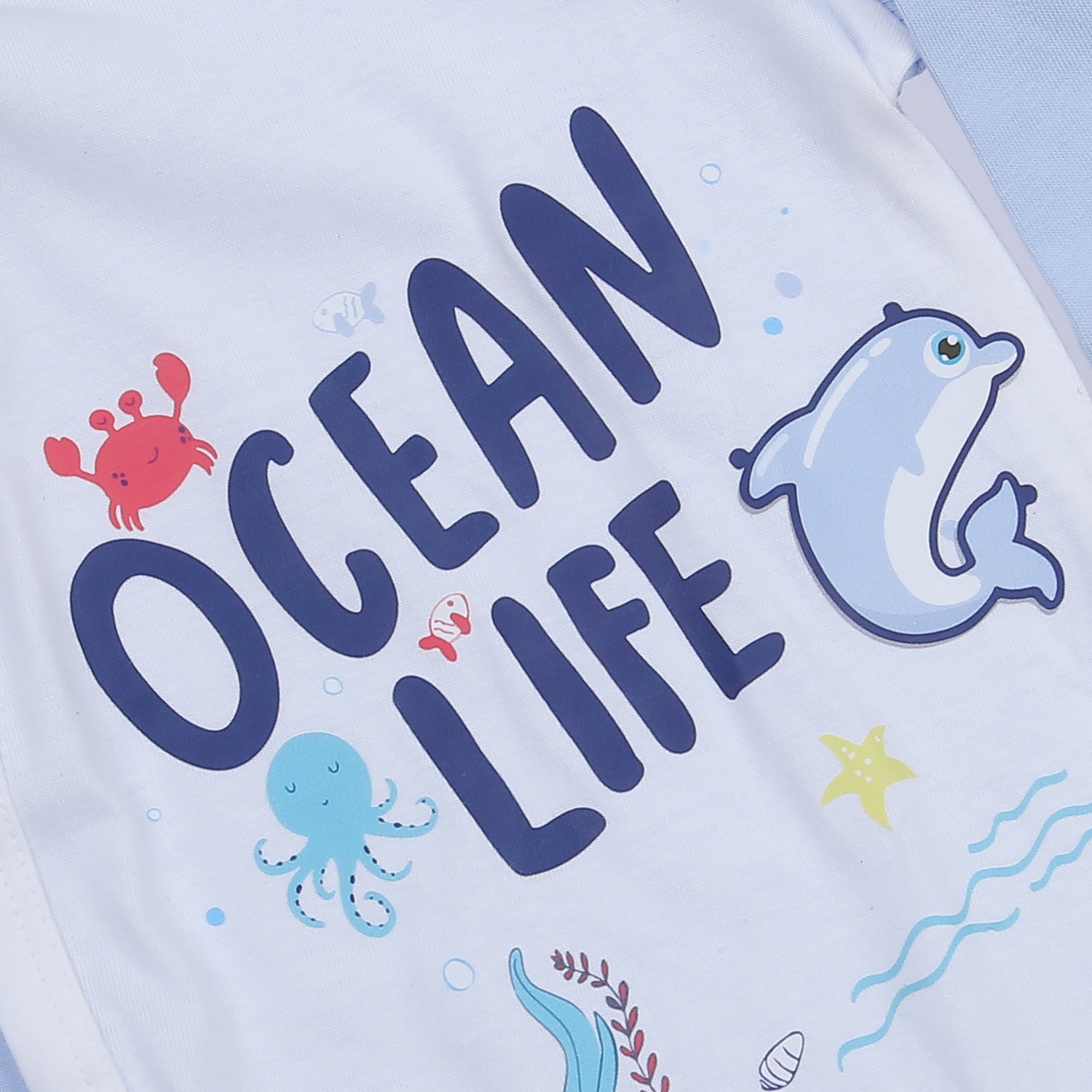 Body dài tay bé trai cài lệch KidsPlaza in chữ M23T (Trắng xanh) 