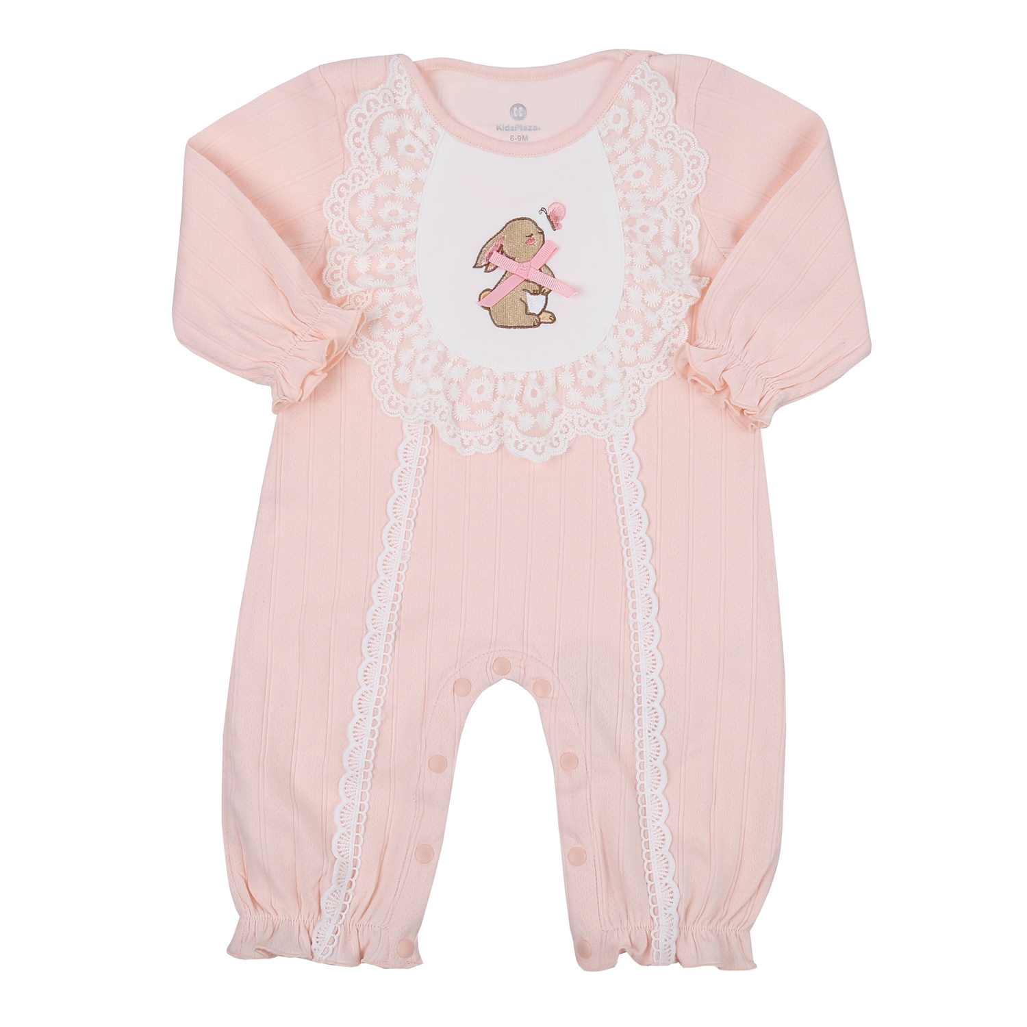 Set body dài tay bé gái KidsPlaza thêu hình thỏ (Hồng) HN23T