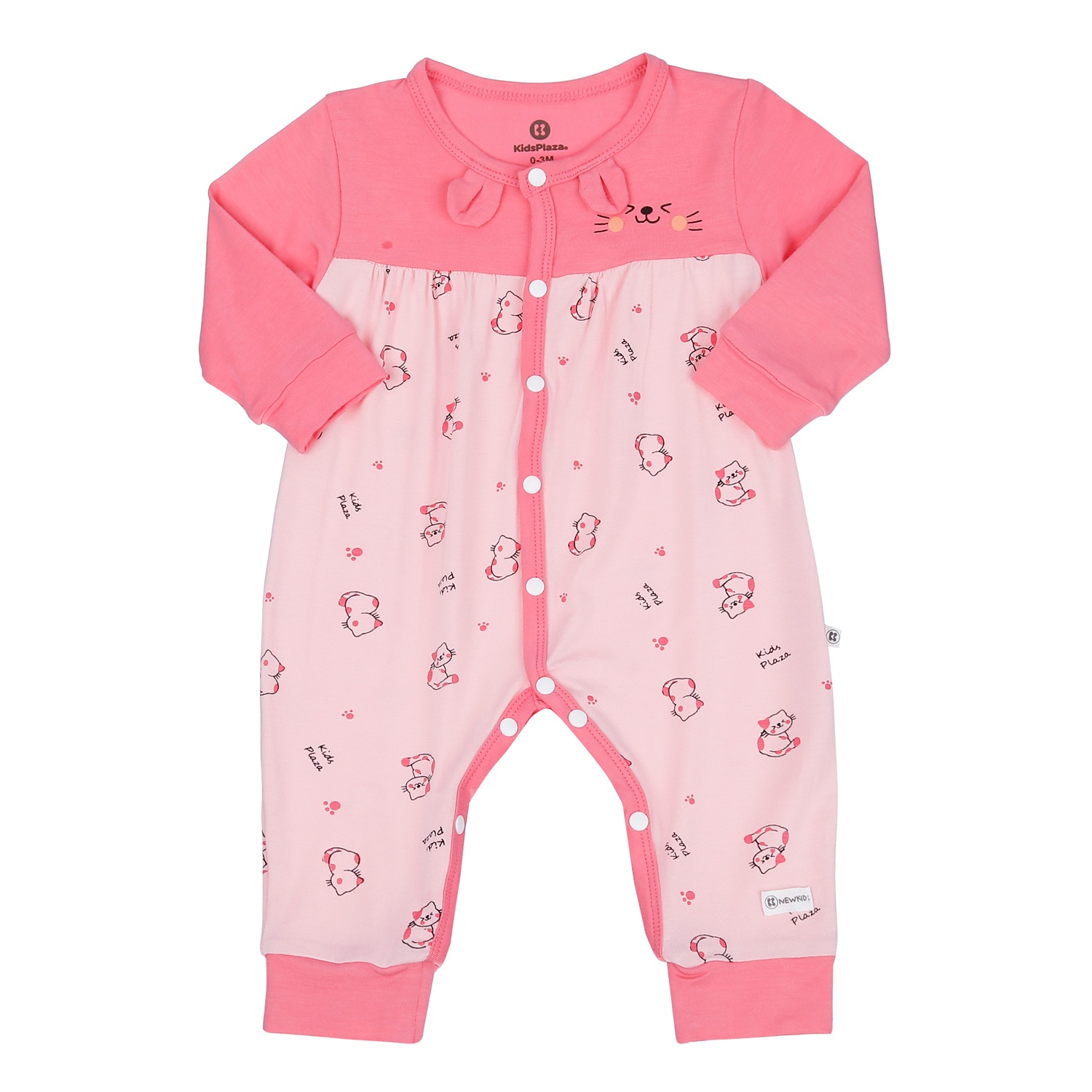 Bộ body dài tay bé gái KidsPlaza in hình mèo M23H (Hồng) hình 1