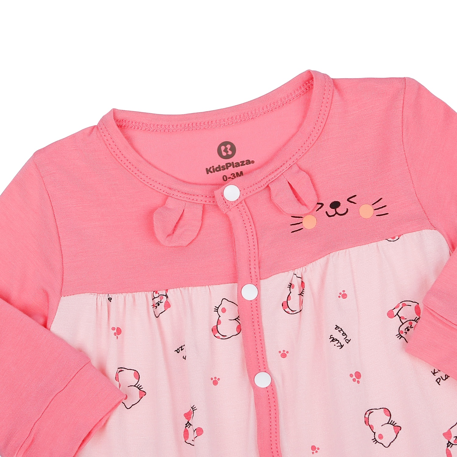 Bộ body dài tay bé gái KidsPlaza in hình mèo M23H (Hồng) hình 3