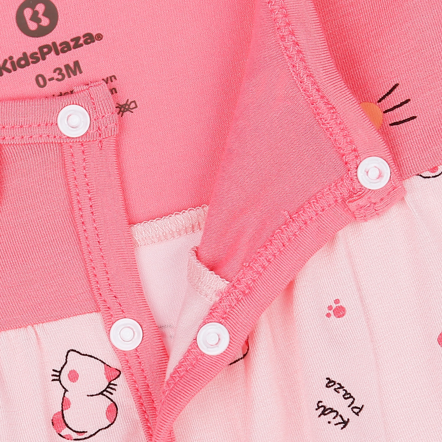 Bộ body dài tay bé gái KidsPlaza in hình mèo M23H (Hồng) hình 4