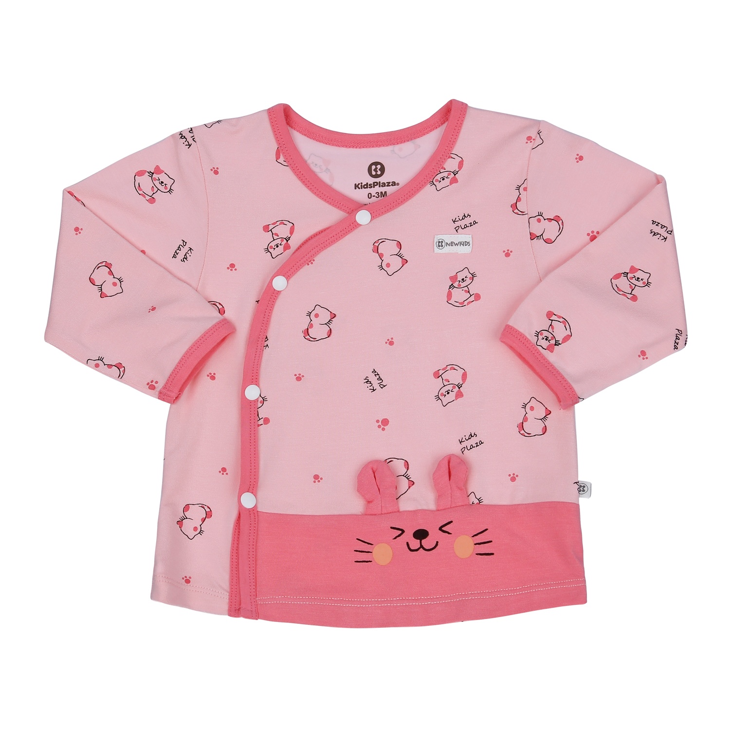 Bộ quần áo dài tay cài lệch KidsPlaza in hình mèo M23H (Hồng)  hình 2