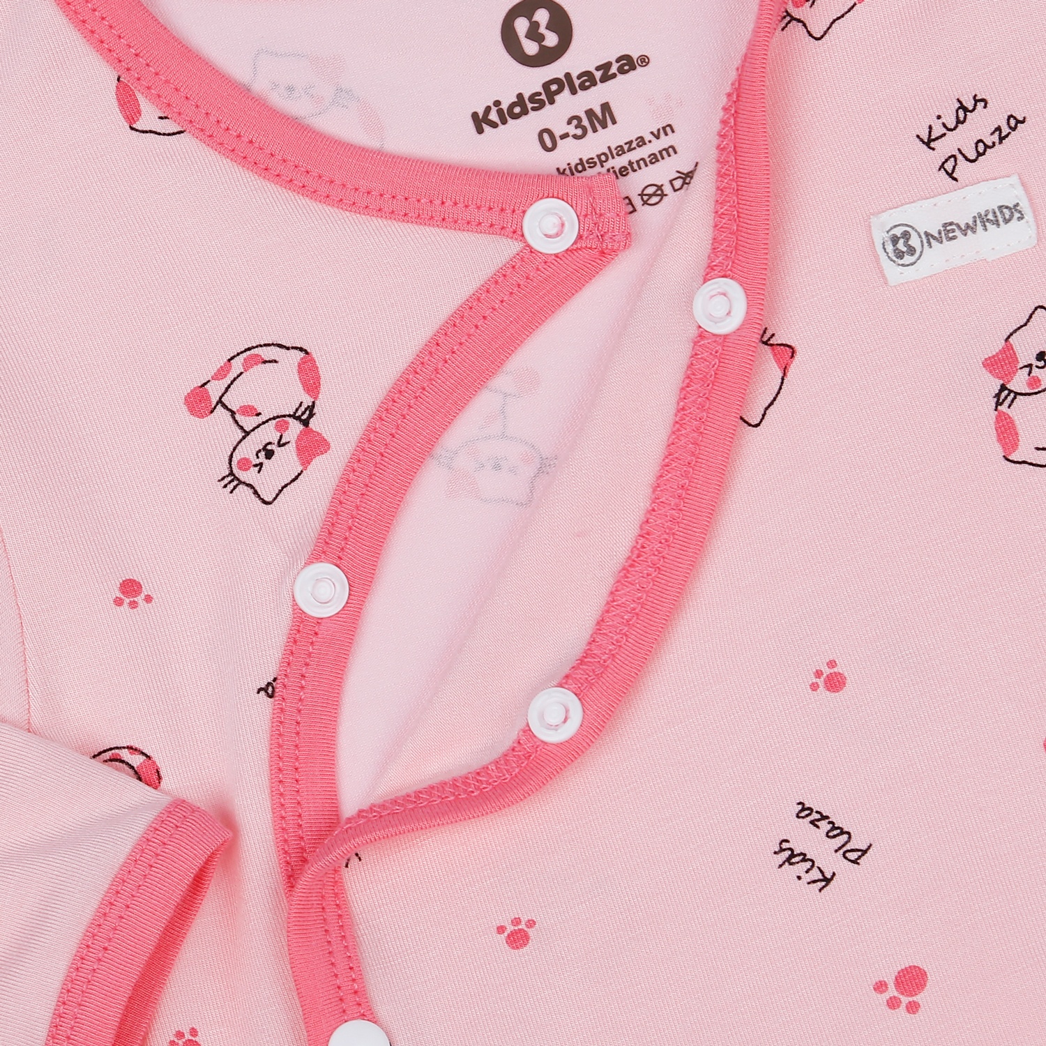 Bộ quần áo dài tay cài lệch KidsPlaza in hình mèo M23H (Hồng)  hình 4