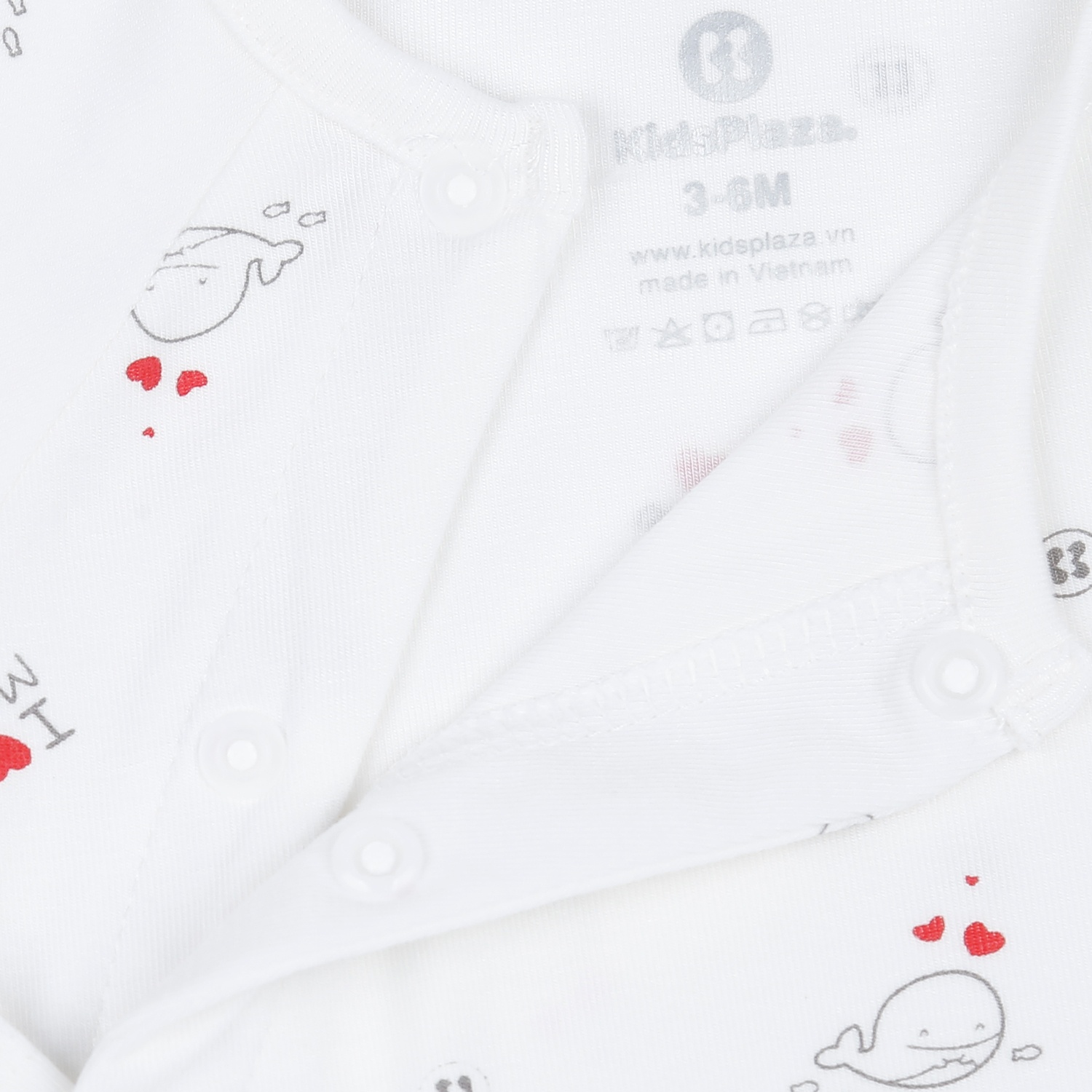 Bộ quần áo sơ sinh dài tay cài lệch otis in cá ND23H (Trắng) hình 3