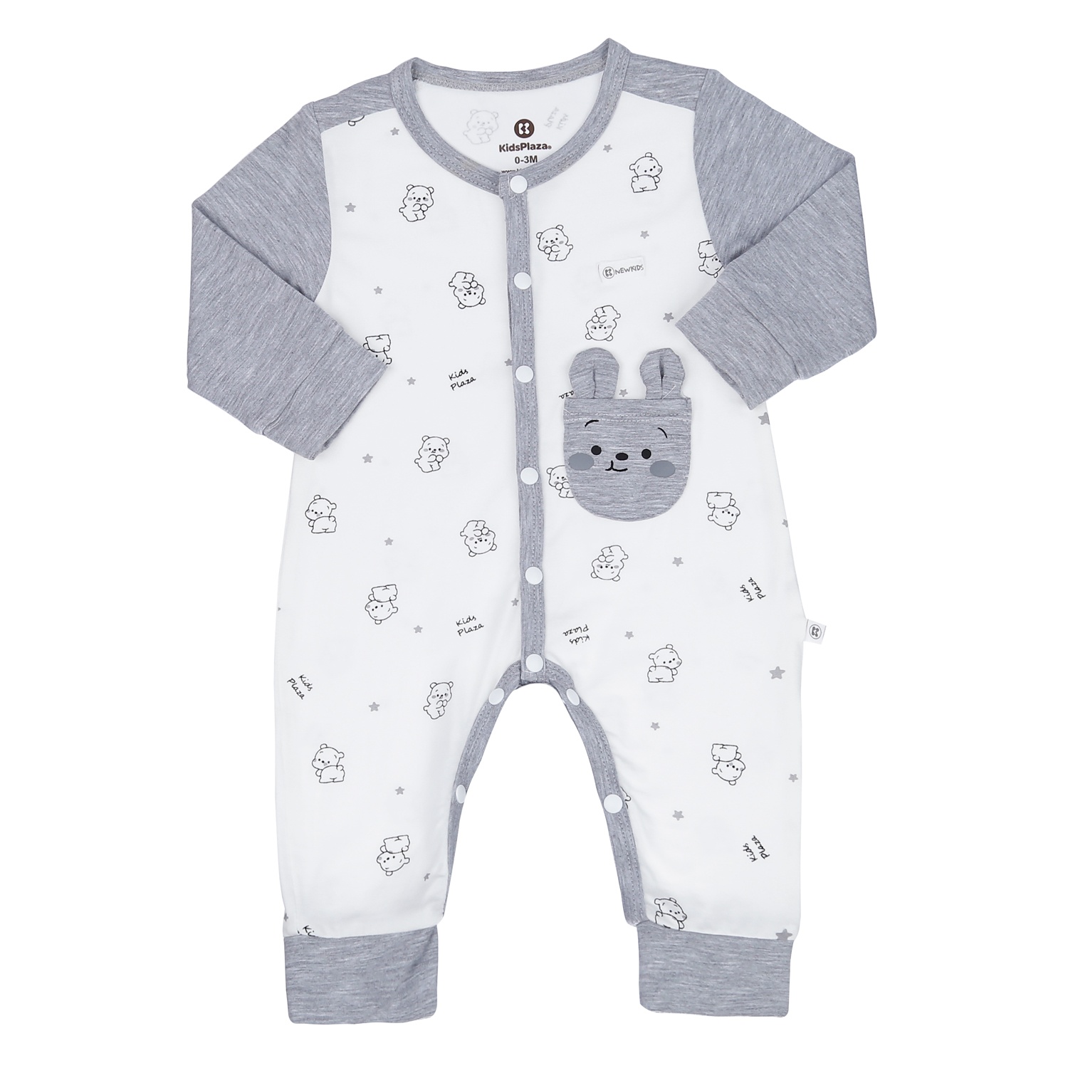 Body dài tay bé trai KidsPlaza in gấu M23H (Ghi) hình 1