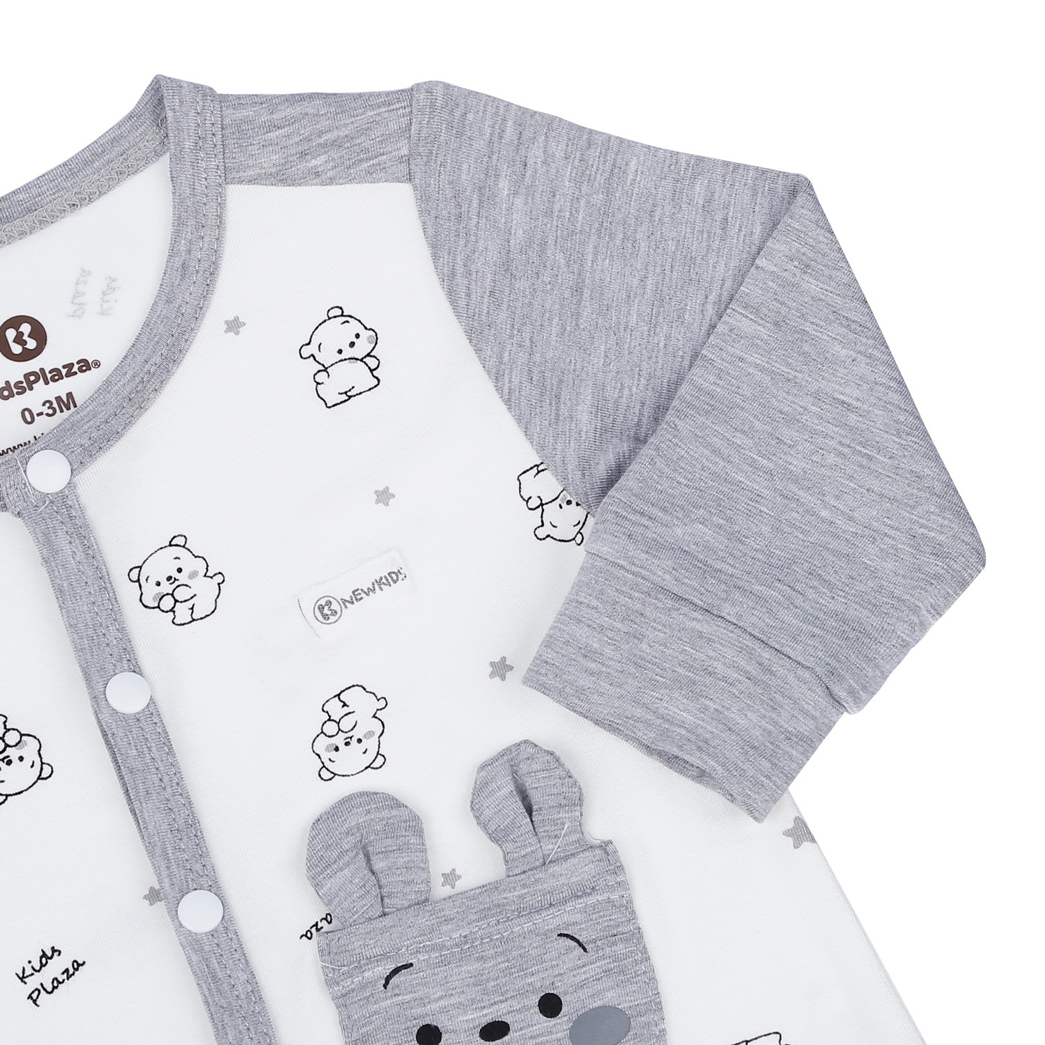 Body dài tay bé trai KidsPlaza in gấu M23H (Ghi) hình 2