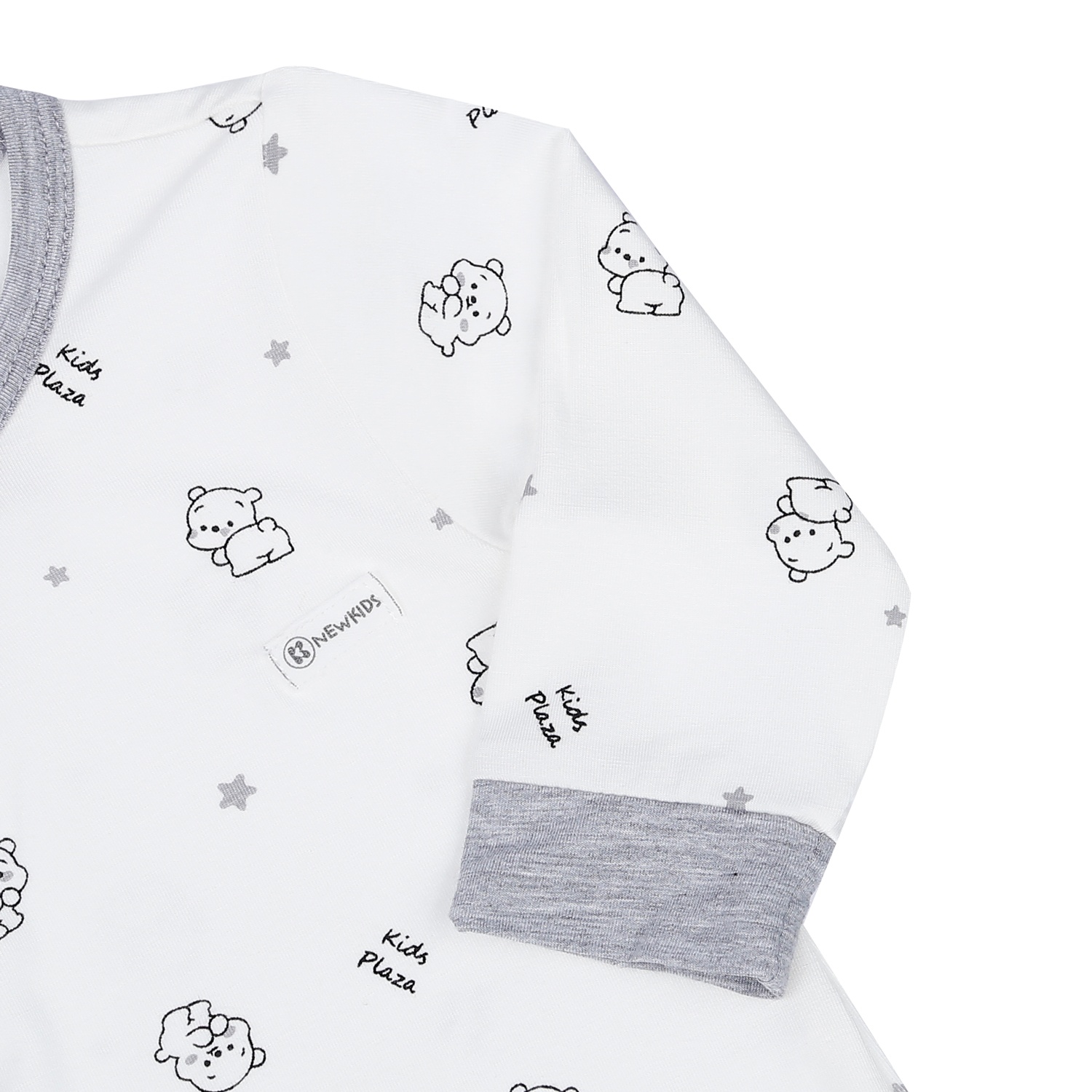Body dài tay cài lệch KidsPlaza in hình chú gấu M23H (Ghi) hình 2