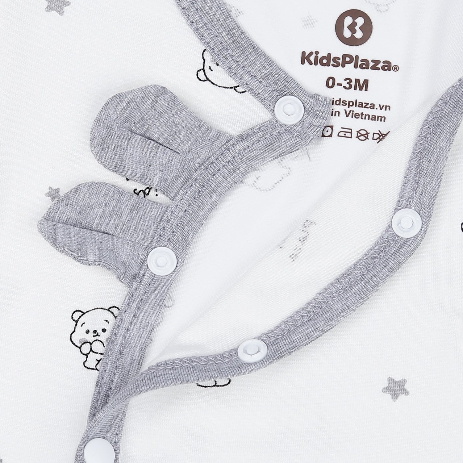 Body dài tay cài lệch KidsPlaza in hình chú gấu M23H (Ghi) hình 5