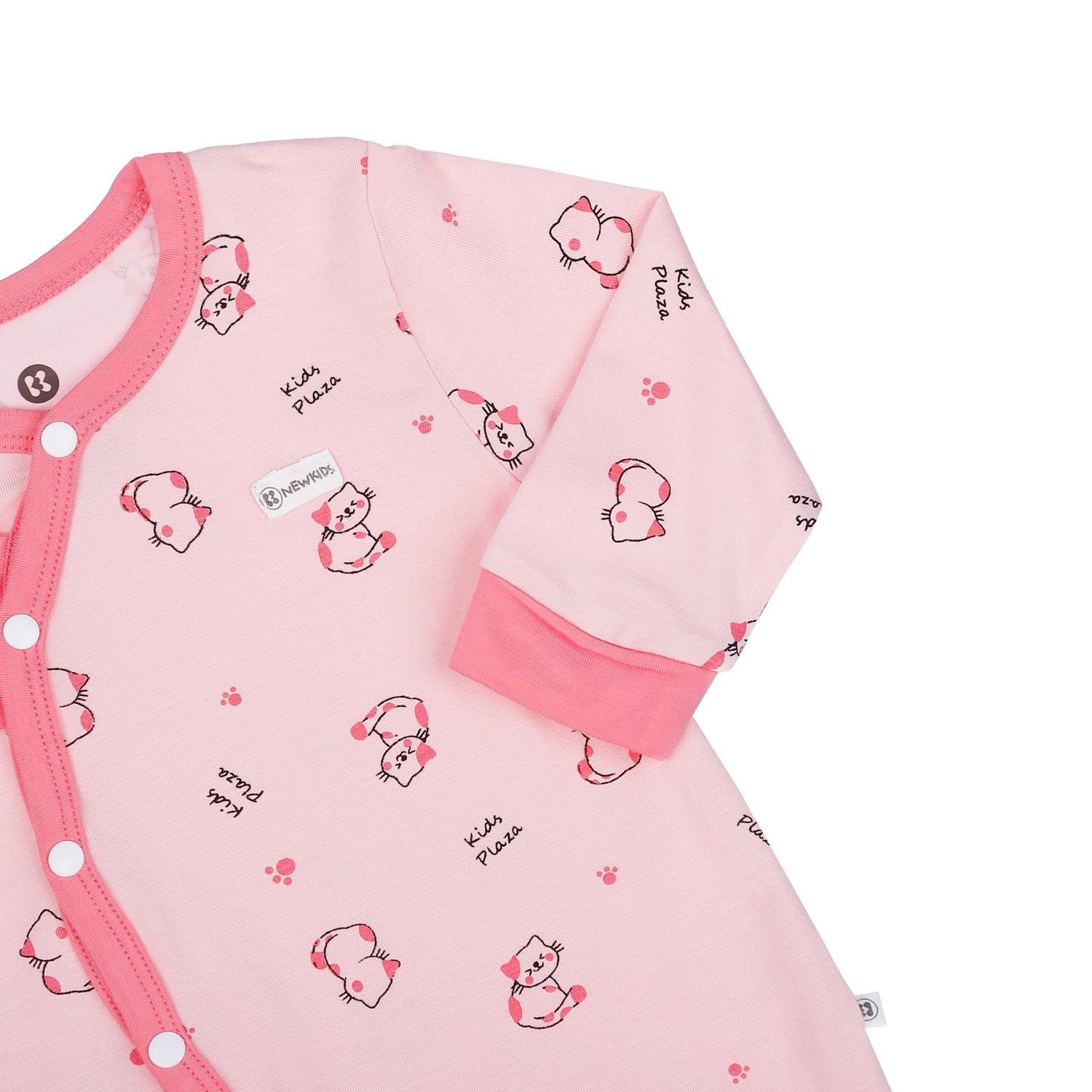 Body dài tay cài lệch KidsPlaza in họa tiết chú mèo M23H (Hồng)  hình 2