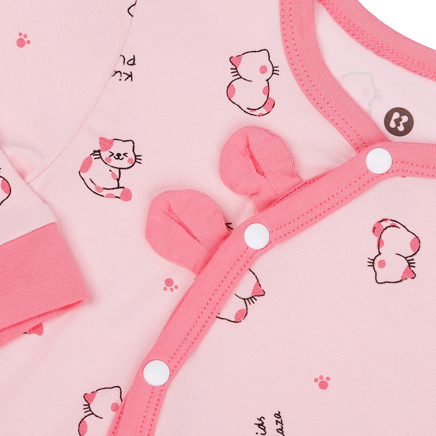Body dài tay cài lệch KidsPlaza in họa tiết chú mèo M23H (Hồng)  hình 4