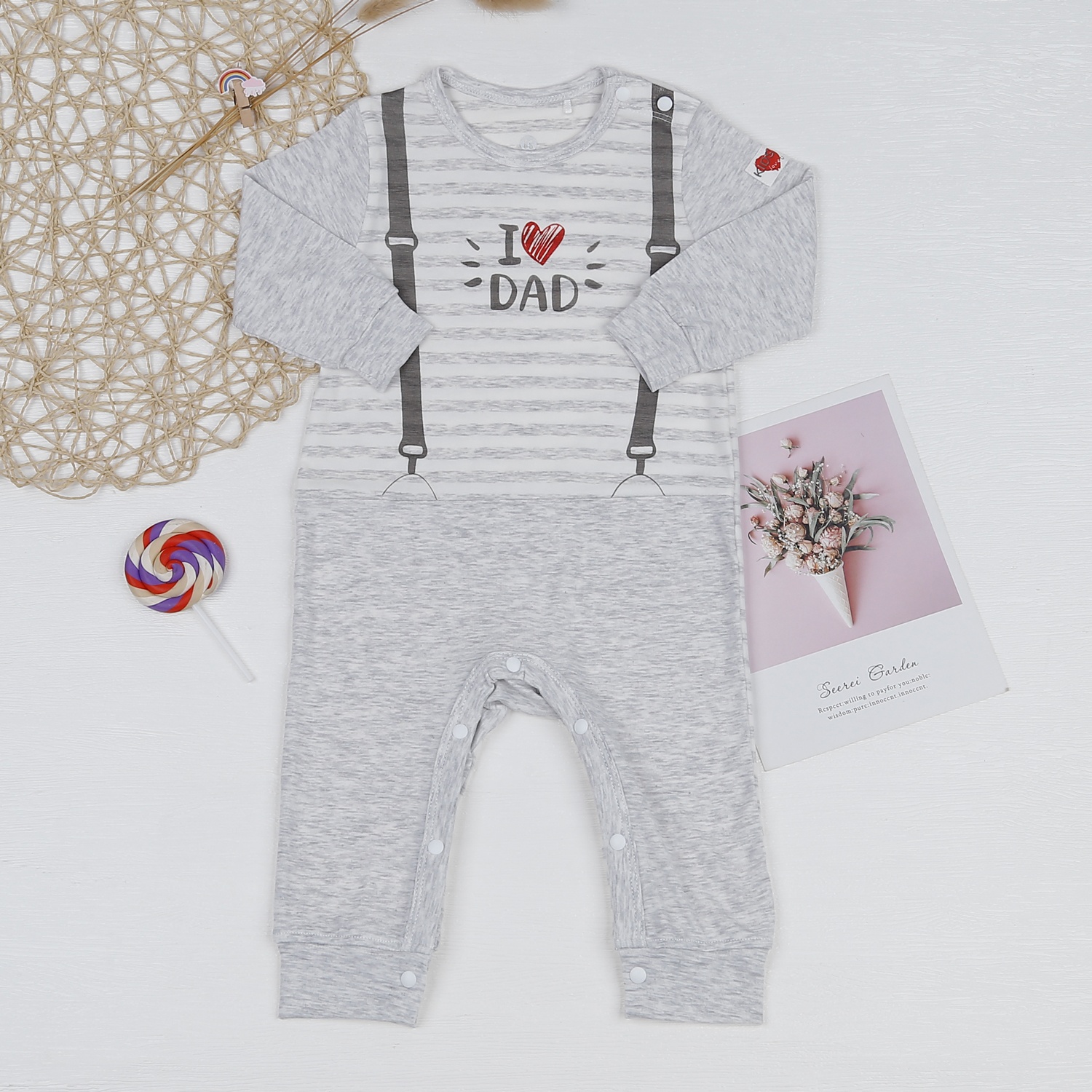 Body dài tay sơ sinh KidsPlaza Otis kẻ ghi ND23H hình 1