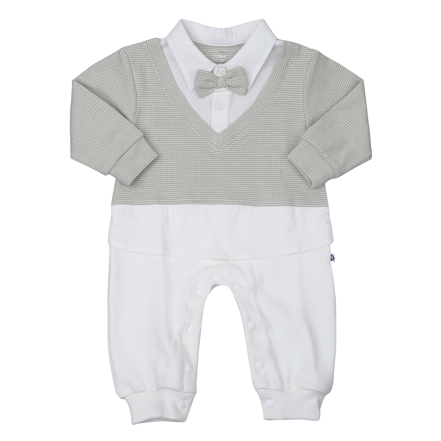 Set body bé trai KidsPlaza cổ nơ HN23T (Trắng Ghi) hình 1