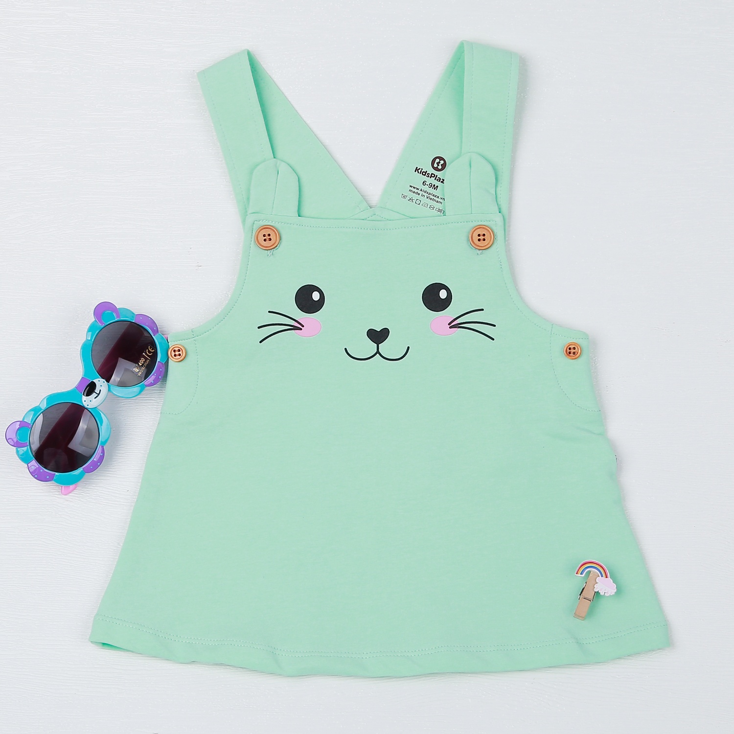Set yếm váy bé gái KidsPlaza in thỏ xanh ngọc HN22T hình 3