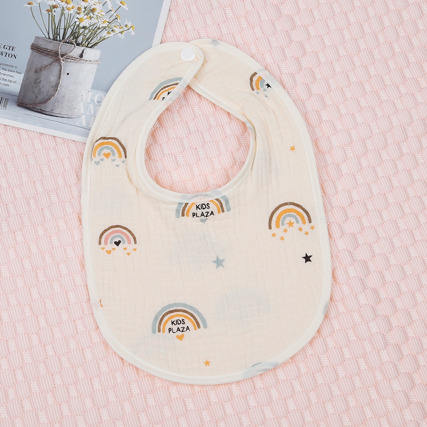 Yếm tròn KidsPlaza Muslin hình cầu vòng PG23 hình 1