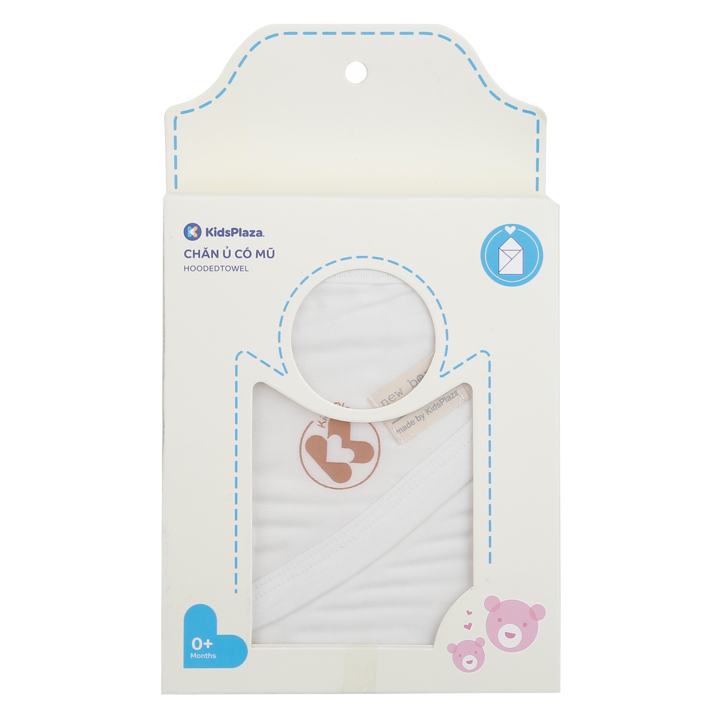Chăn ủ 1 lớp KidsPlaza có mũ TM24 (Trắng) hình 1
