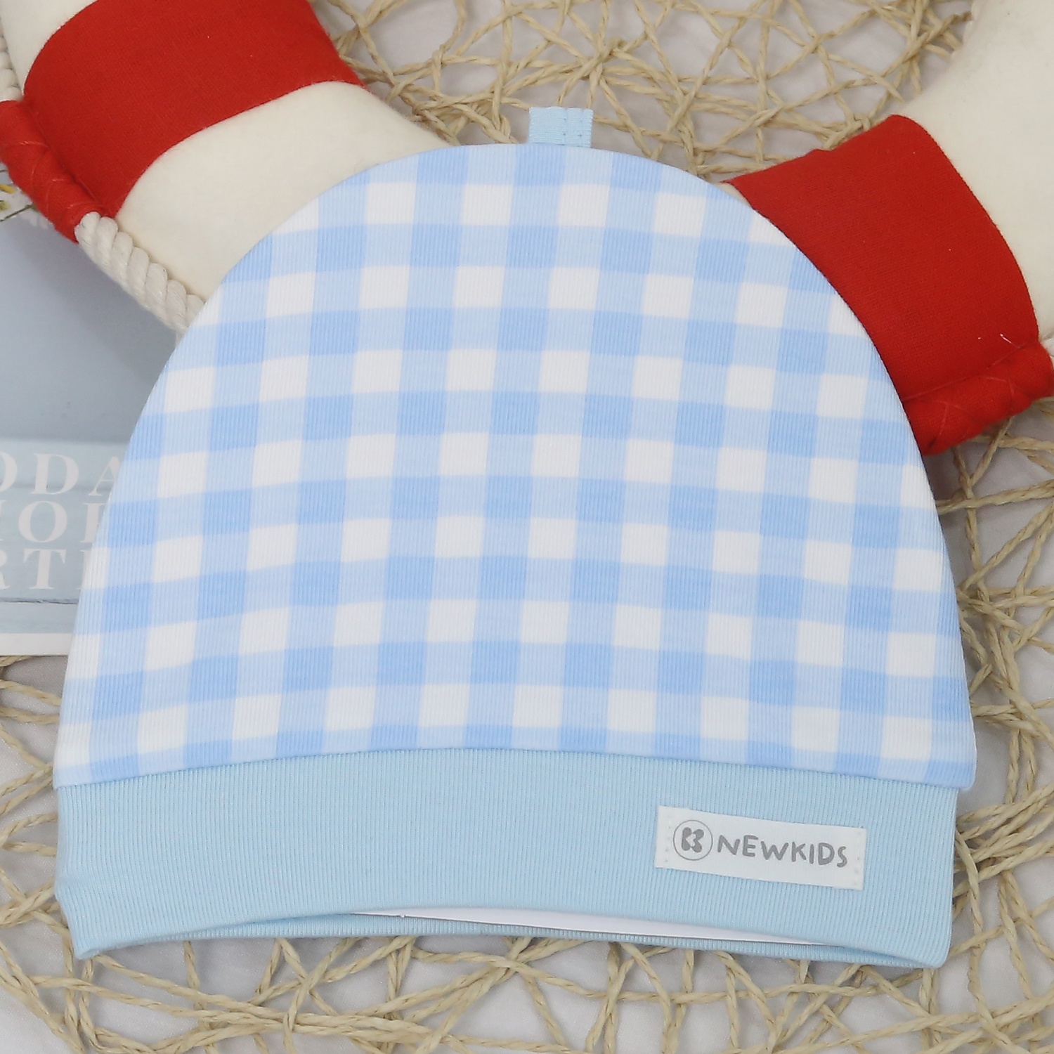 Mũ sơ sinh KidsPlaza Otis ND24H (Xanh kẻ) hình 1