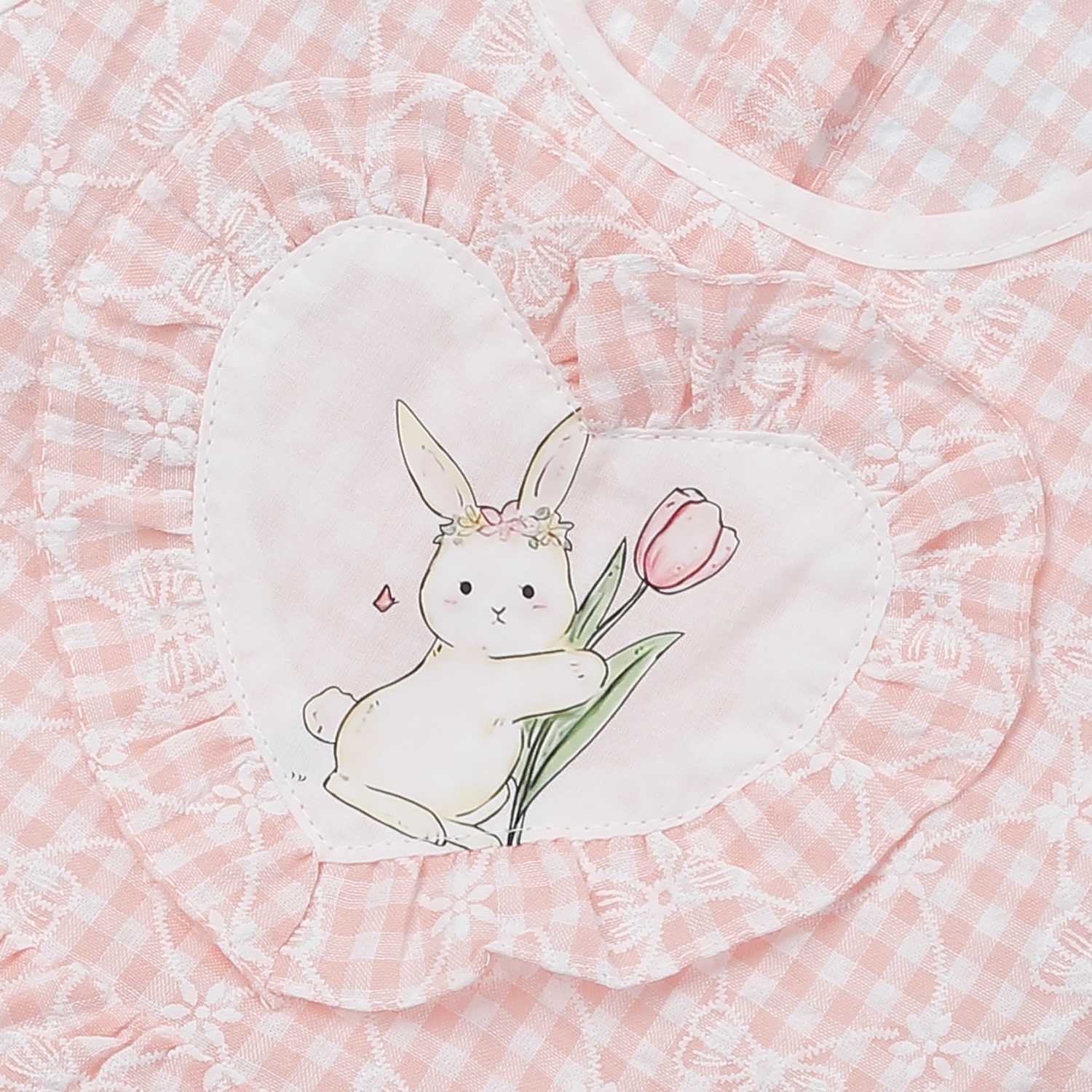 Bộ quần áo ba lỗ bé gái KidsPlaza in thỏ M24H (Hồng cam)