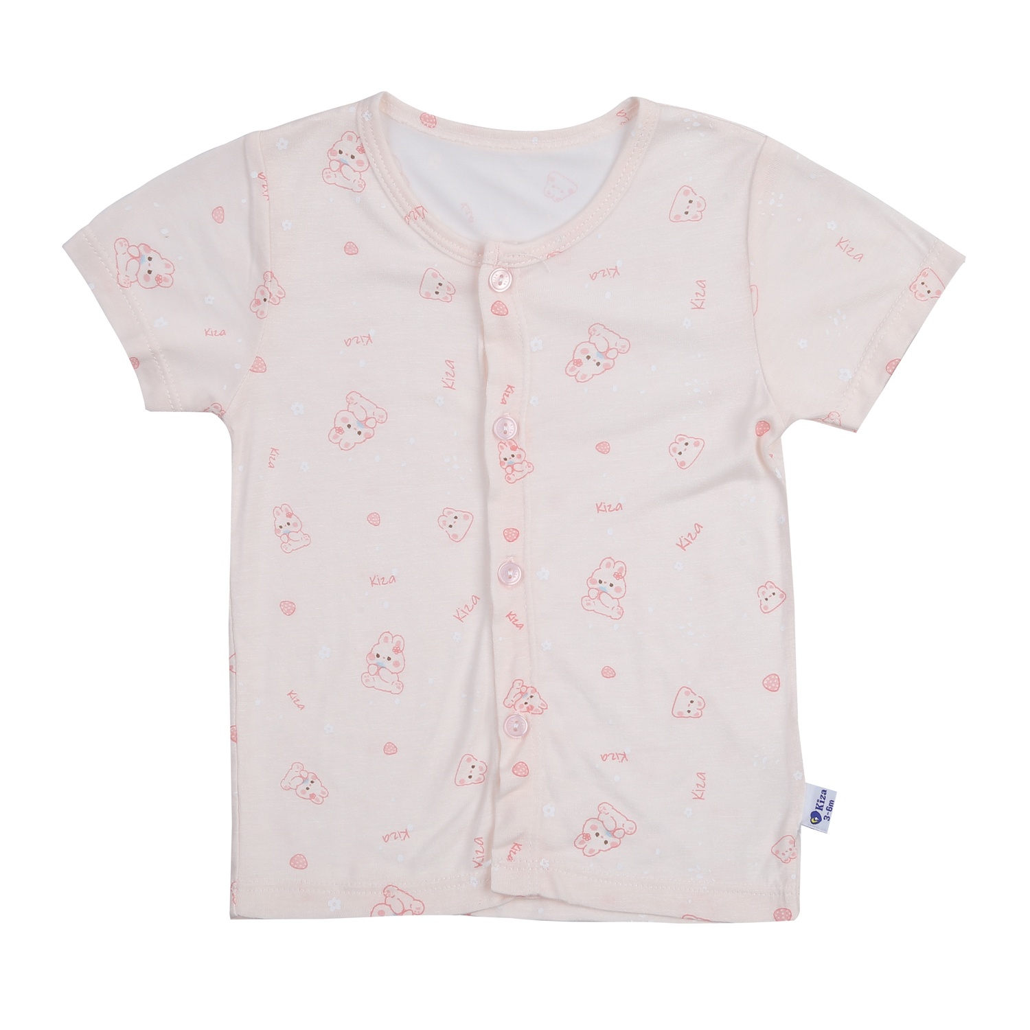 Bộ quần áo cộc tay cài giữa Kiza in thỏ BA24H (Hồng) hình 2