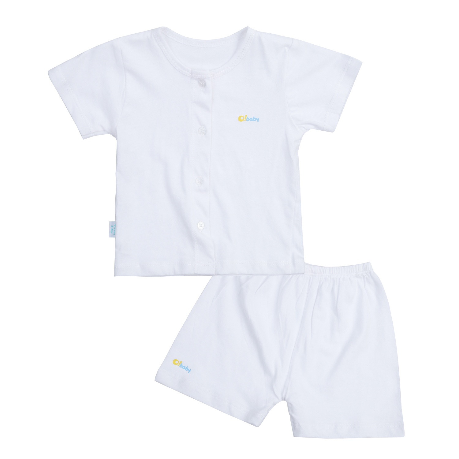 Bộ quần áo cộc tay cài giữa O!Baby DN23 (Trắng) hình 1