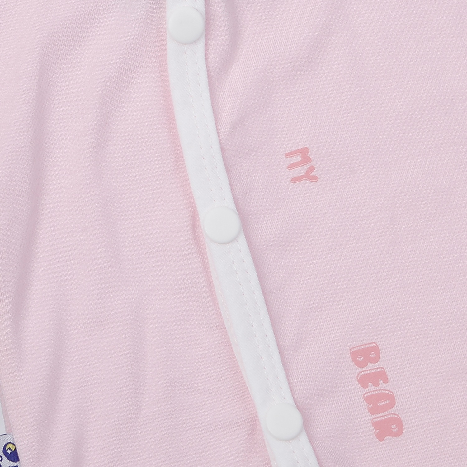 Bộ quần áo cộc tay cài lệch Kidsplaza in gấu nơ IQ24H (Hồng trắng)