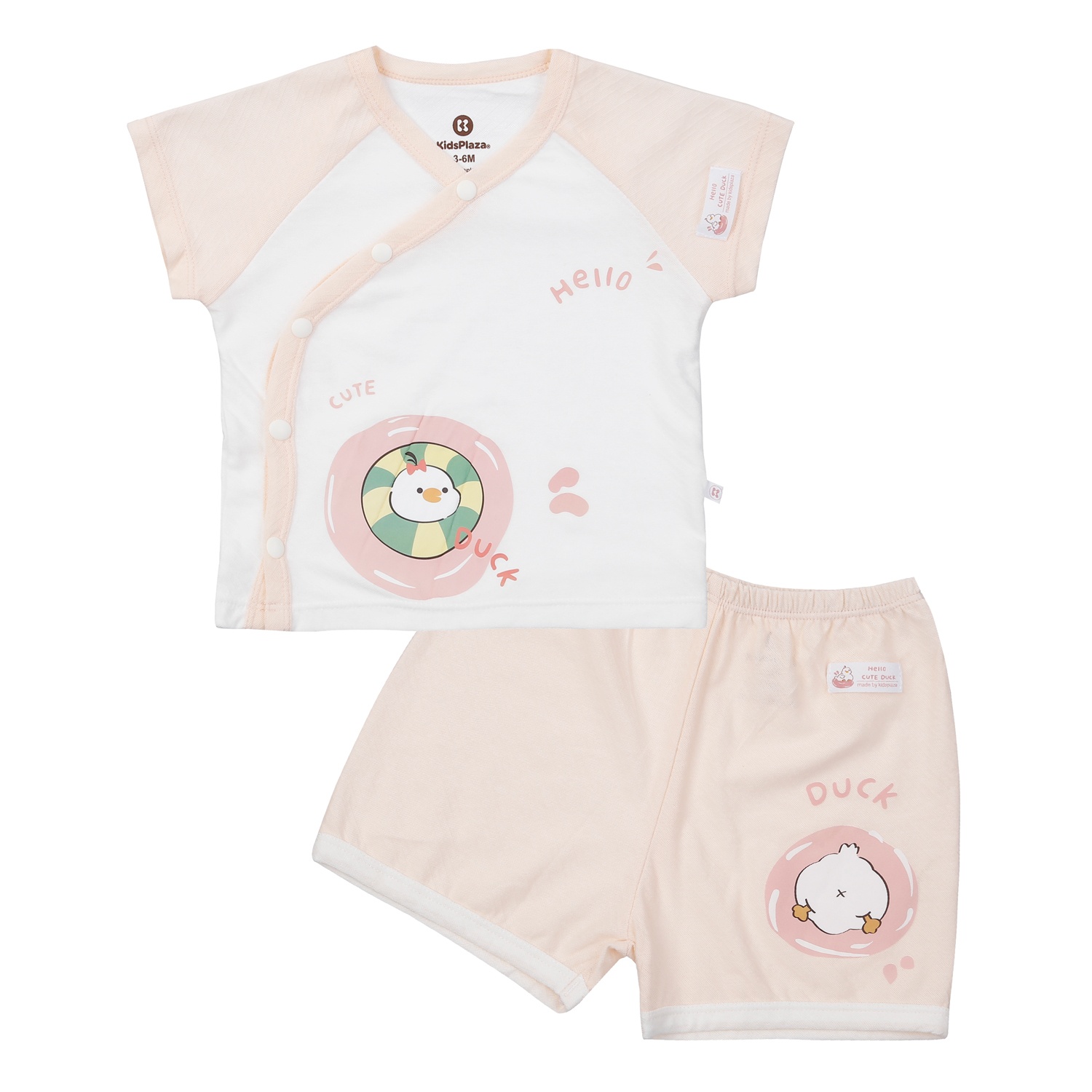 Bộ quần áo cộc tay cài lệch Kidsplaza sợi chanh HN24H (Hồng phấn)