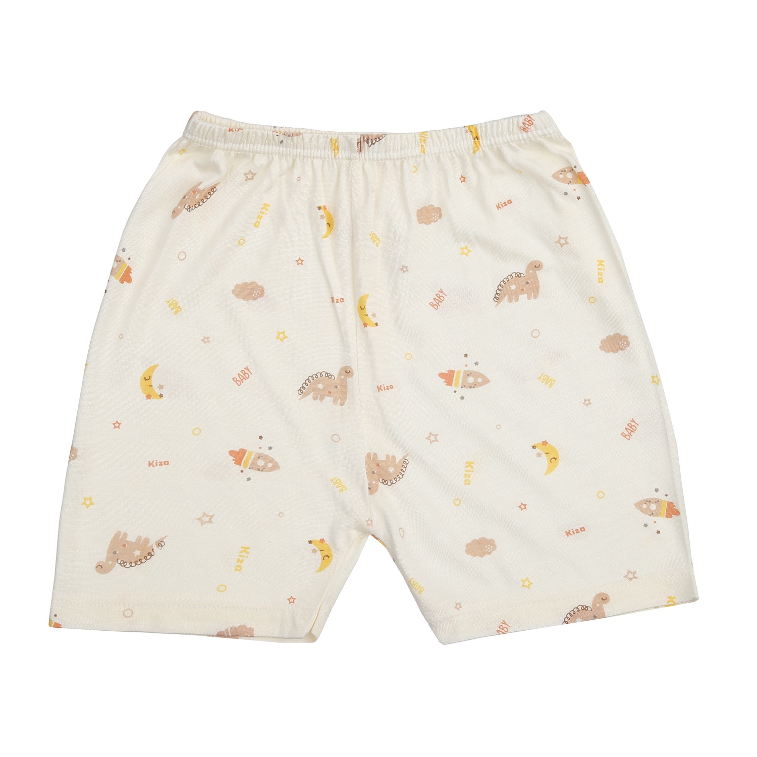 Bộ quần áo cộc tay cài vai Kiza in khủng long BA24H (Nâu vàng) hình 5