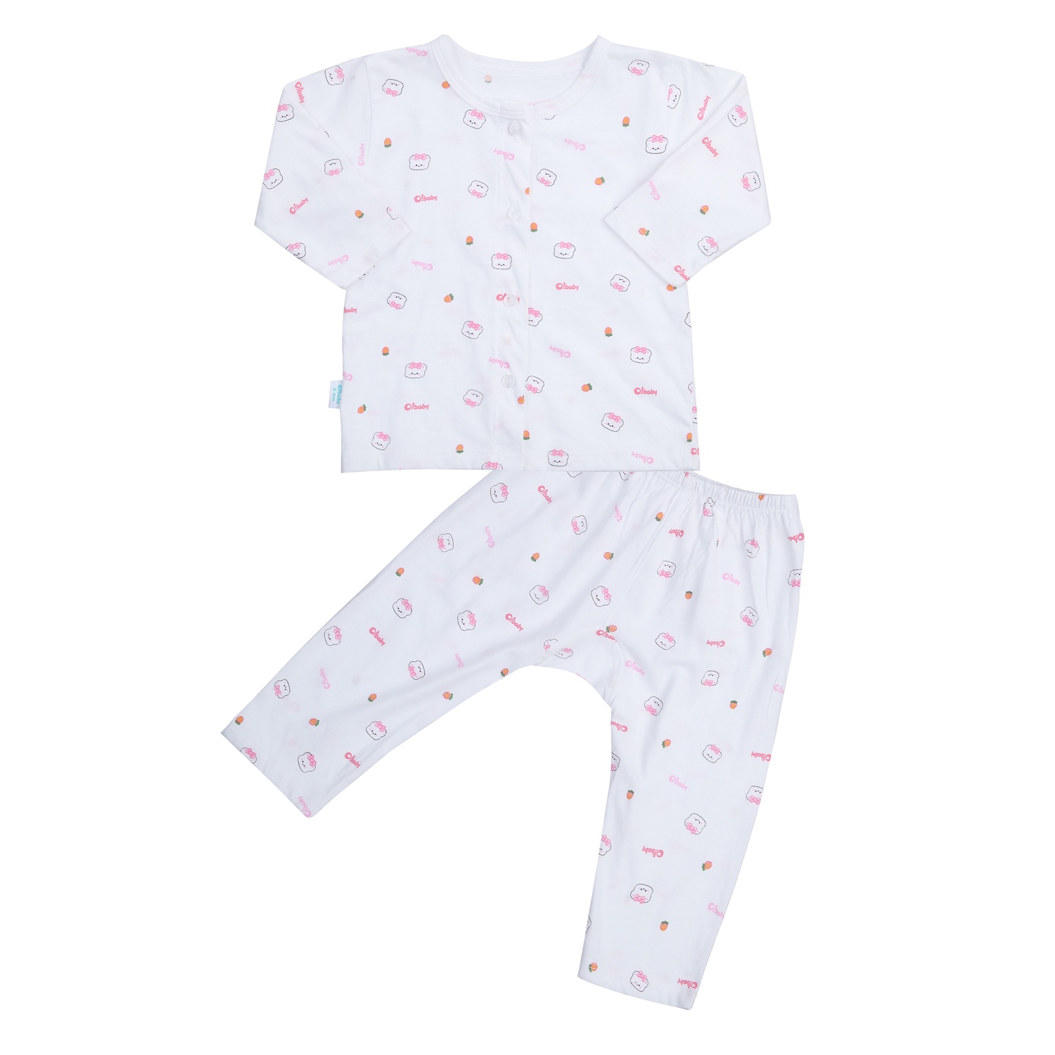 Bộ quần áo dài tay cài giữa O!Baby in gấu DN24 hình 1