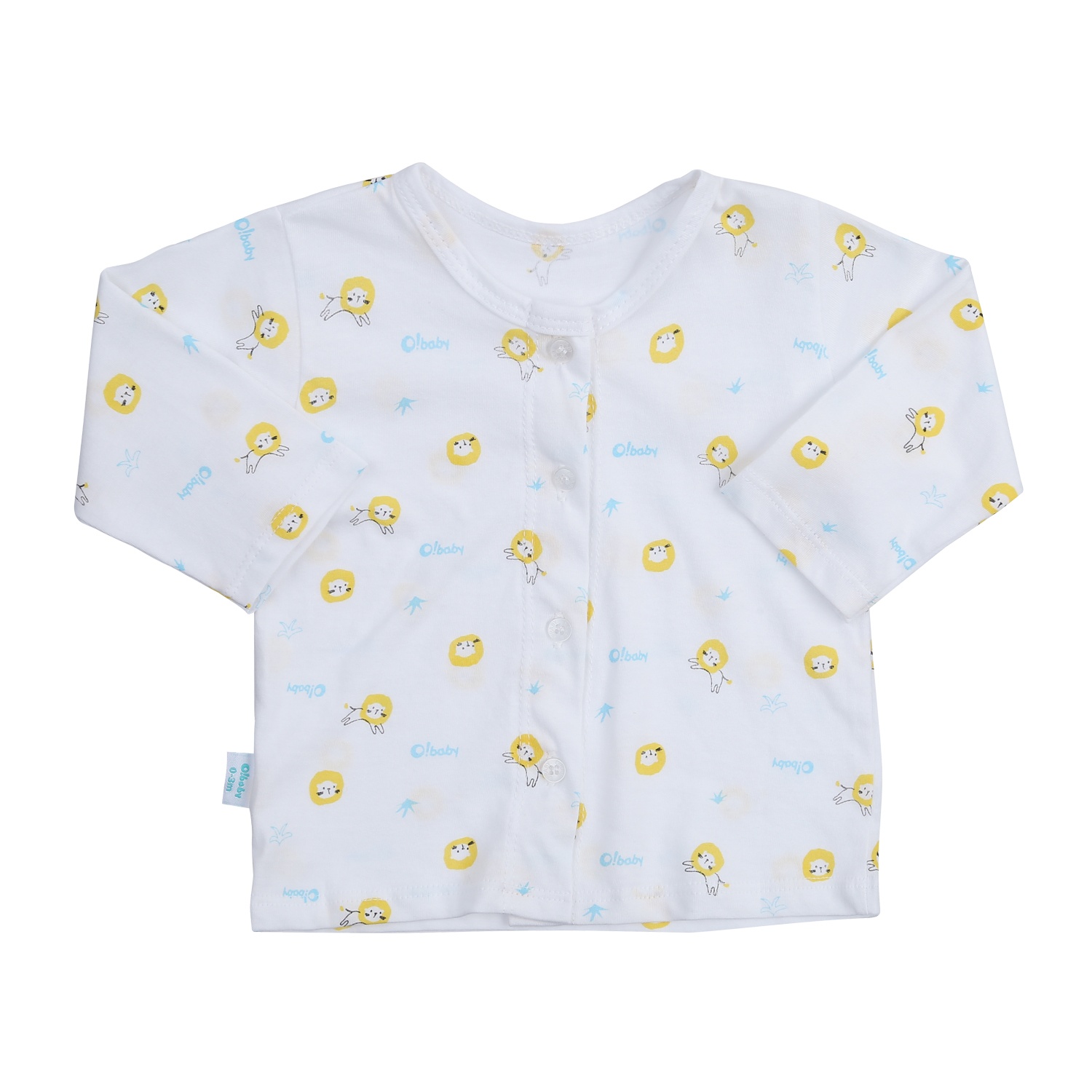 Bộ quần áo dài tay cài giữa O!Baby in sư tử DN24 hình 2