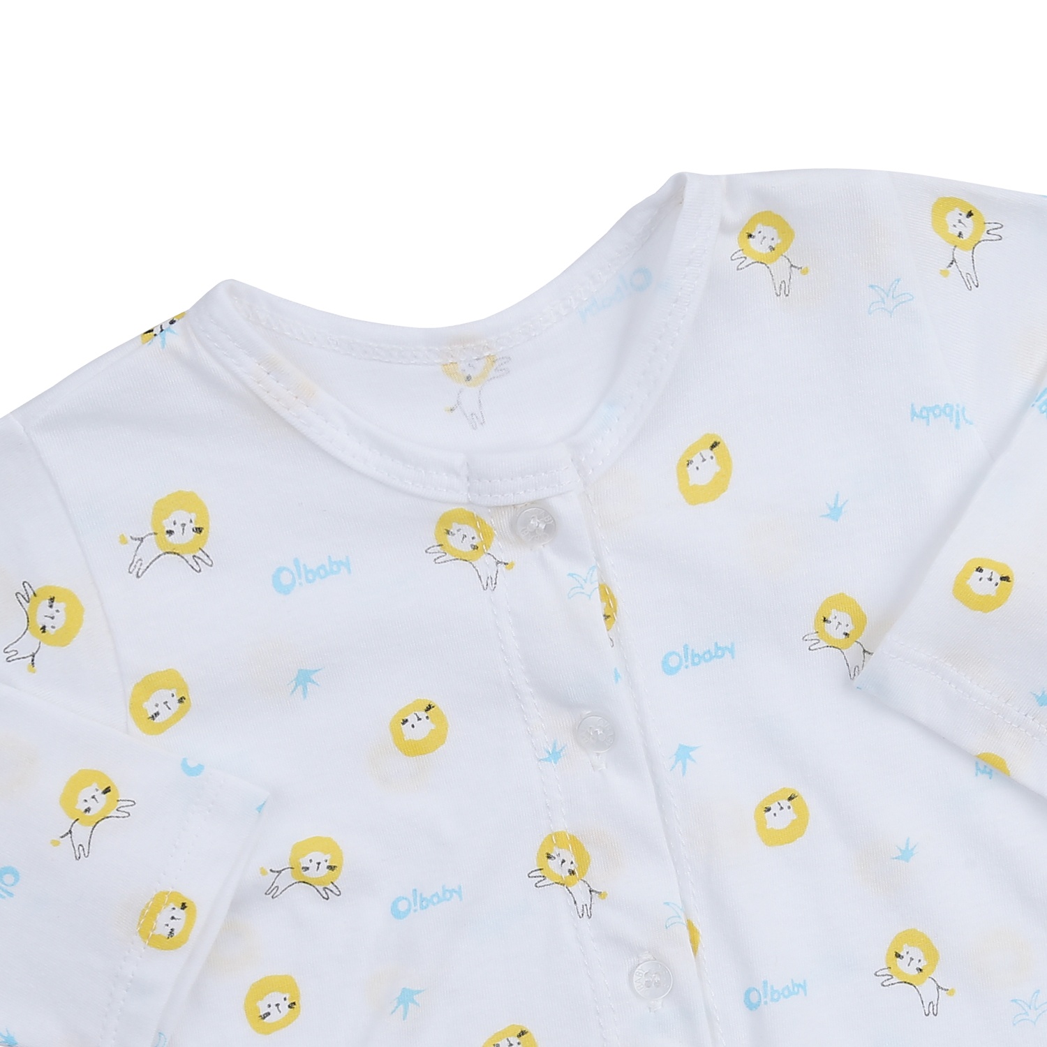 Bộ quần áo dài tay cài giữa O!Baby in sư tử DN24 hình 3
