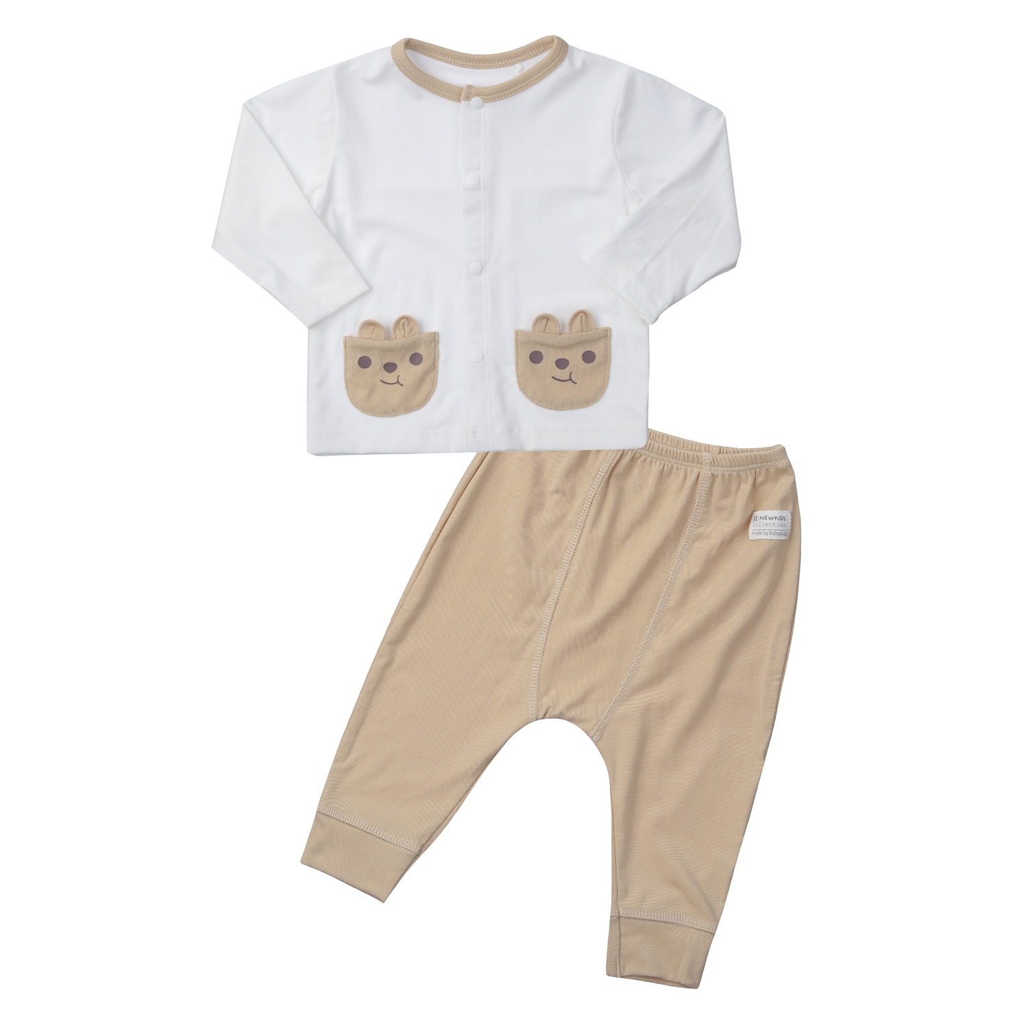 Bộ quần áo sơ sinh cài giữa KidsPlaza Otis in hình chú gấu (Nâu) hình 3