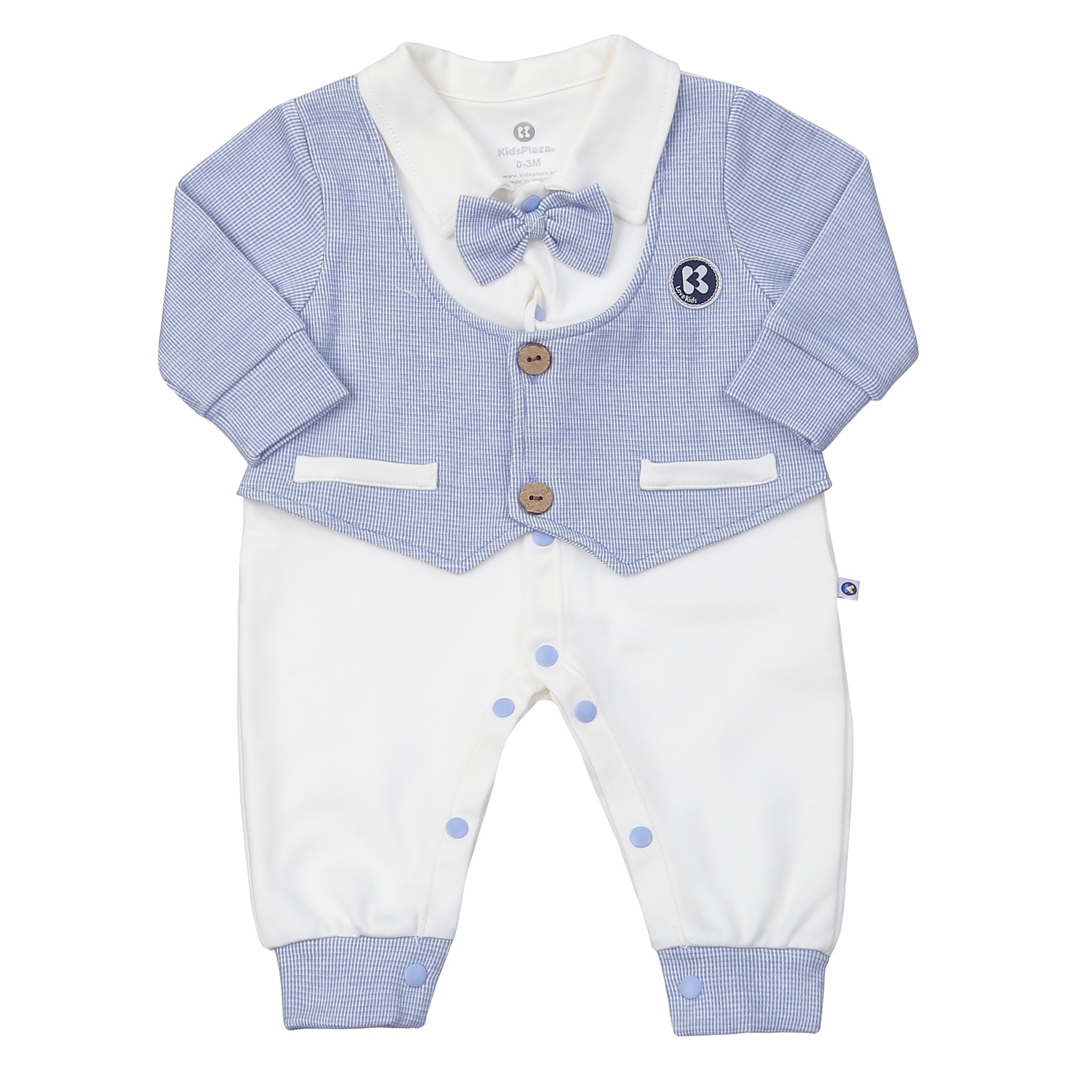 Body dài tay bé trai KidsPlaza đính nơ HN24T (Trắng xanh) hình 1