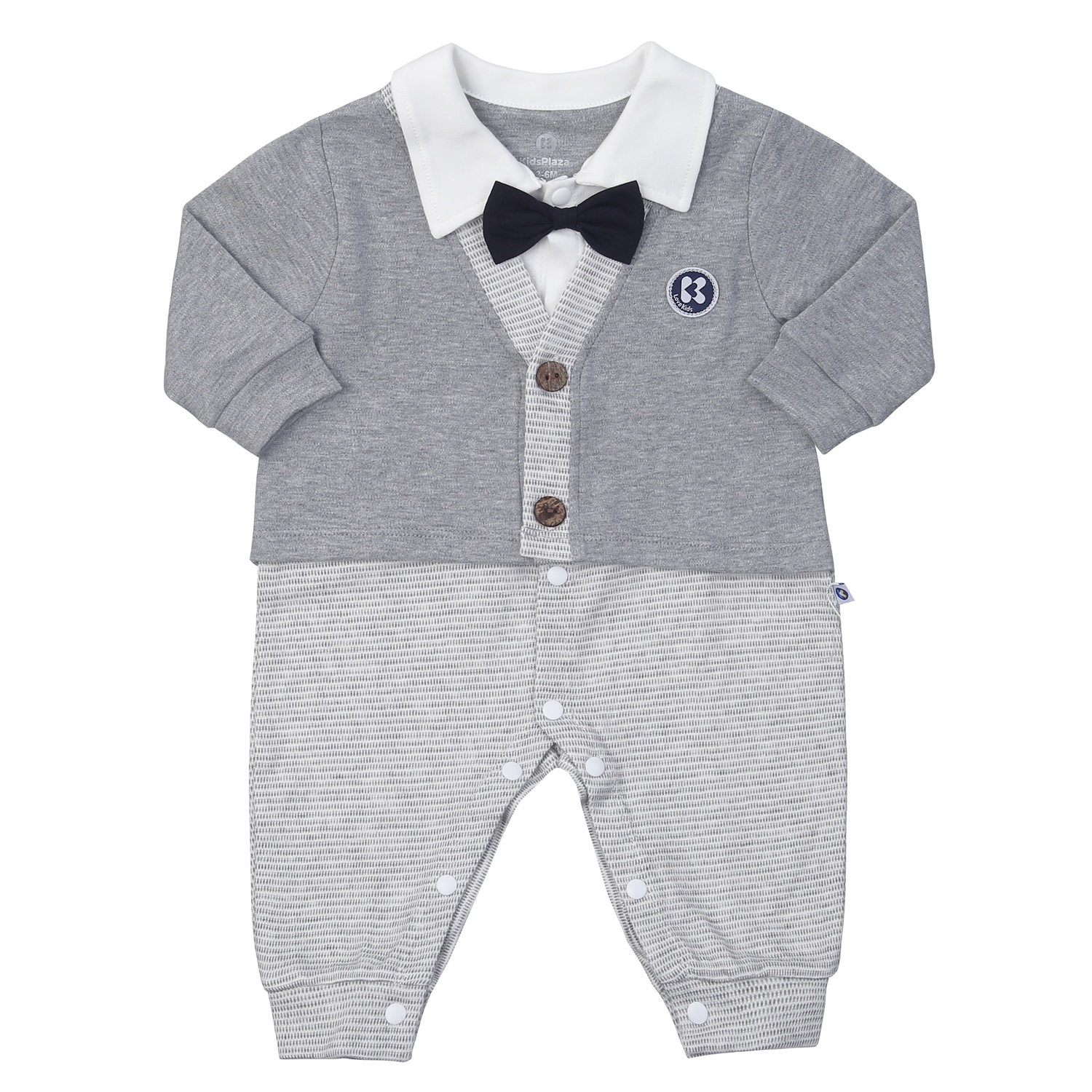 Body dài tay bé trai KidsPlaza kẻ sọc HN24T (Trắng ghi)