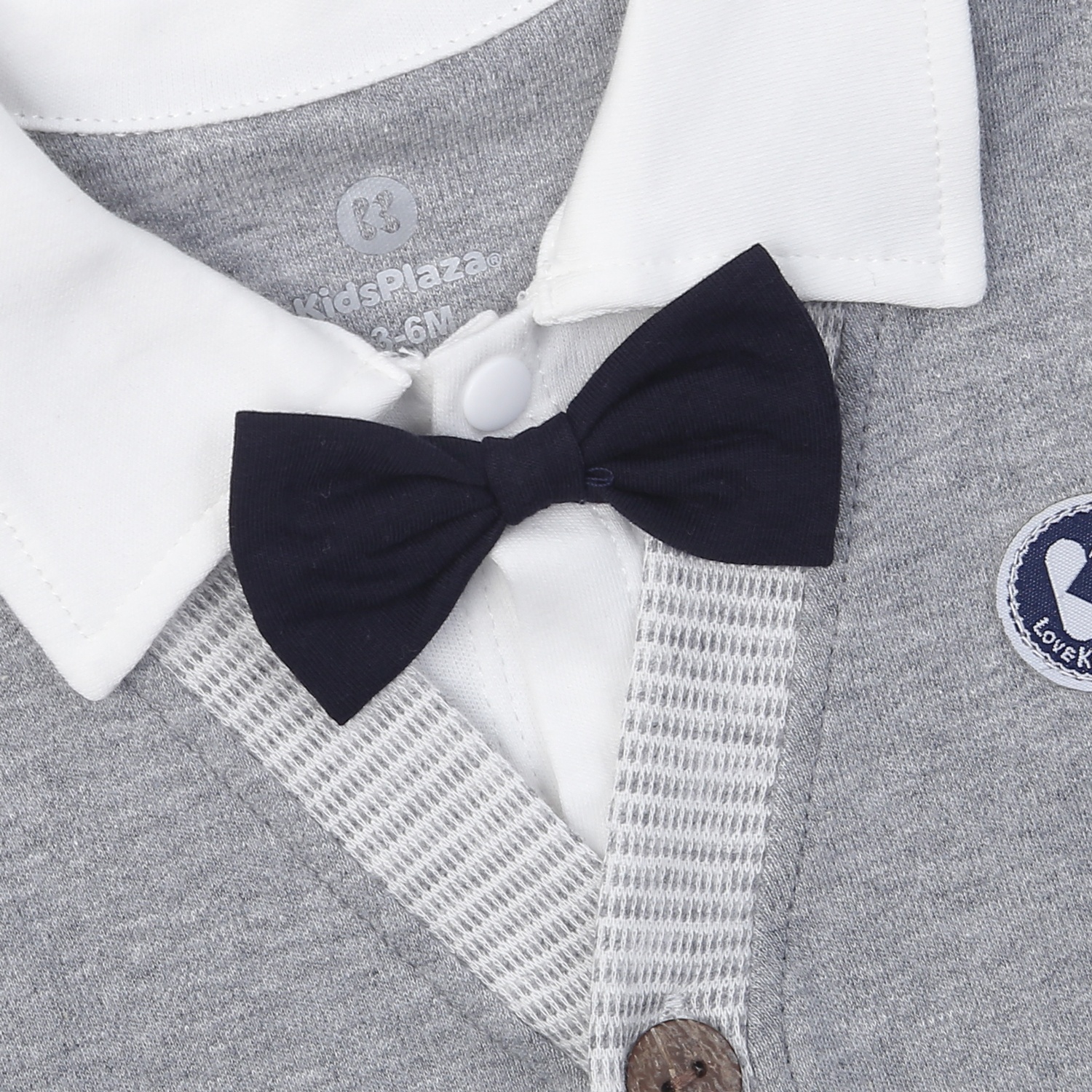 Body dài tay bé trai KidsPlaza kẻ sọc HN24T (Trắng ghi)