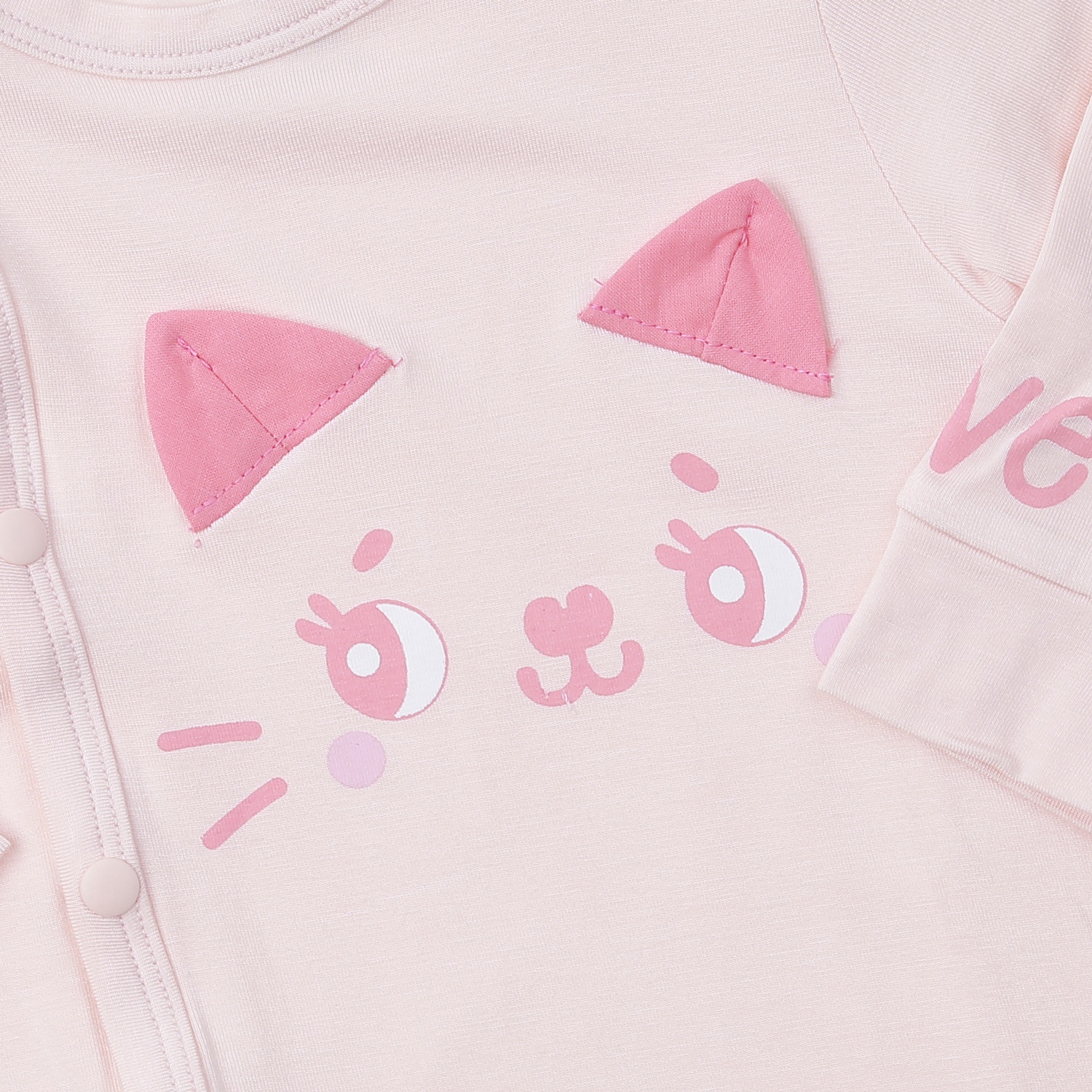 Body dài tay cài lệch KidsPlaza in mèo M24H (Hồng) hình 2