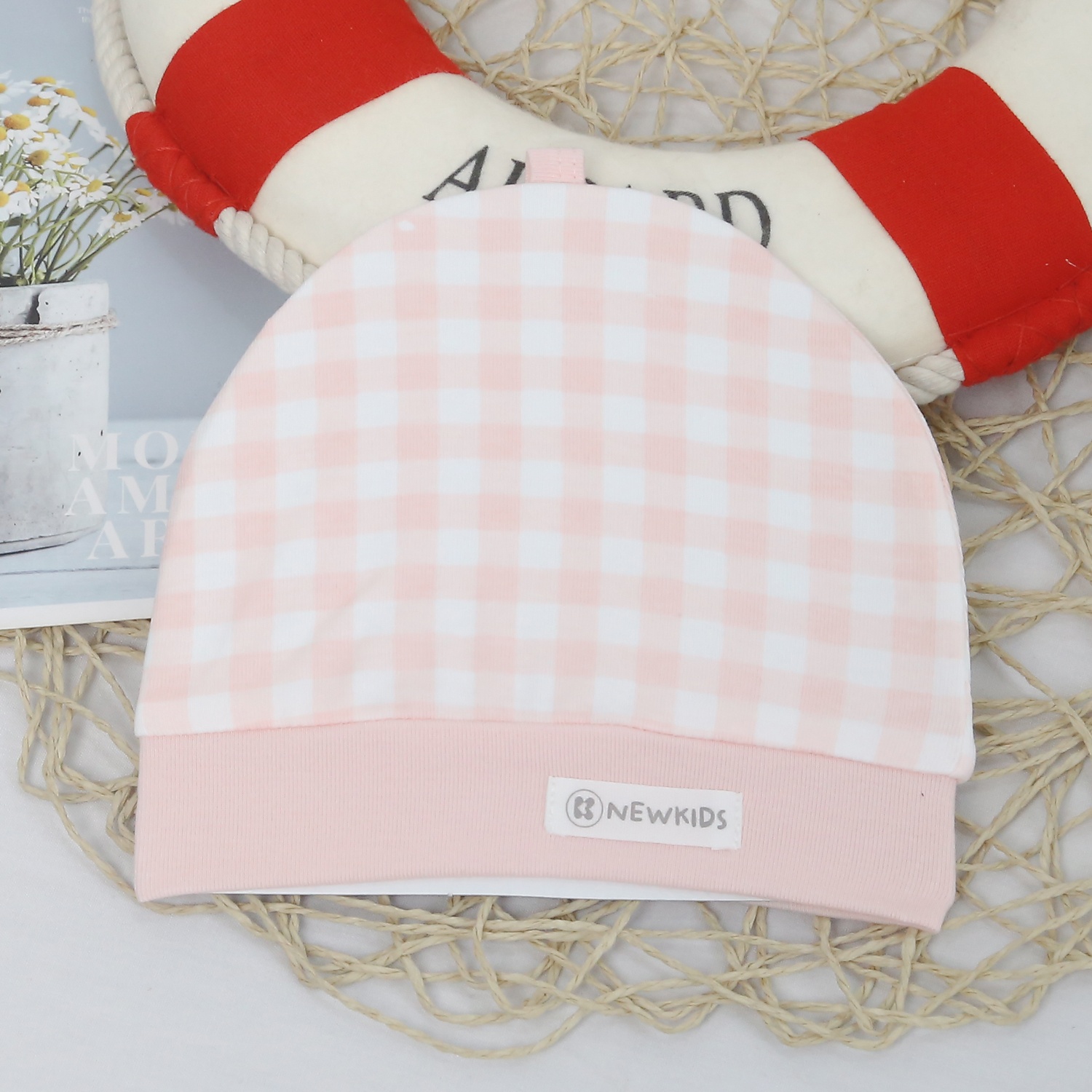Mũ sơ sinh KidsPlaza Otis ND24H (Hồng kẻ) hình 1