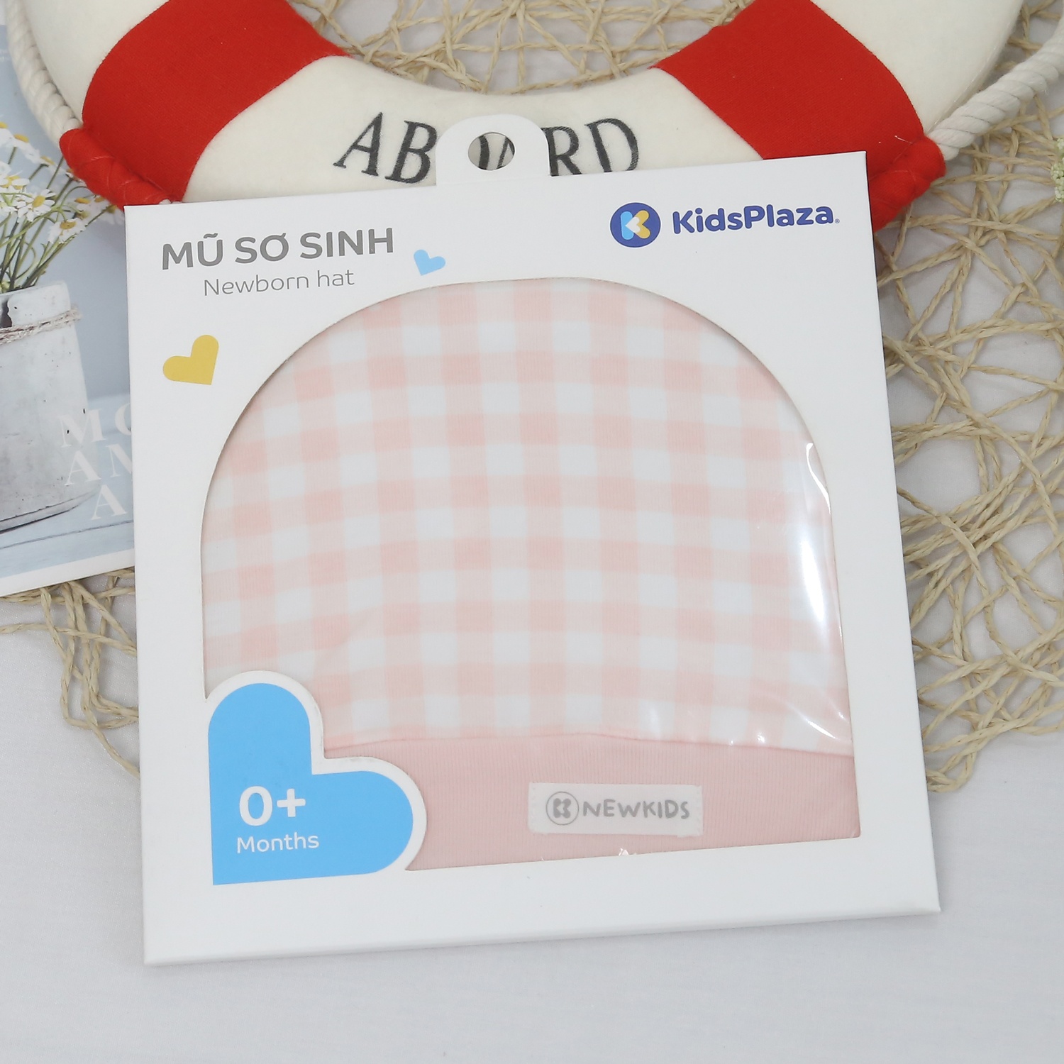 Mũ sơ sinh KidsPlaza Otis ND24H (Hồng kẻ) hình 2