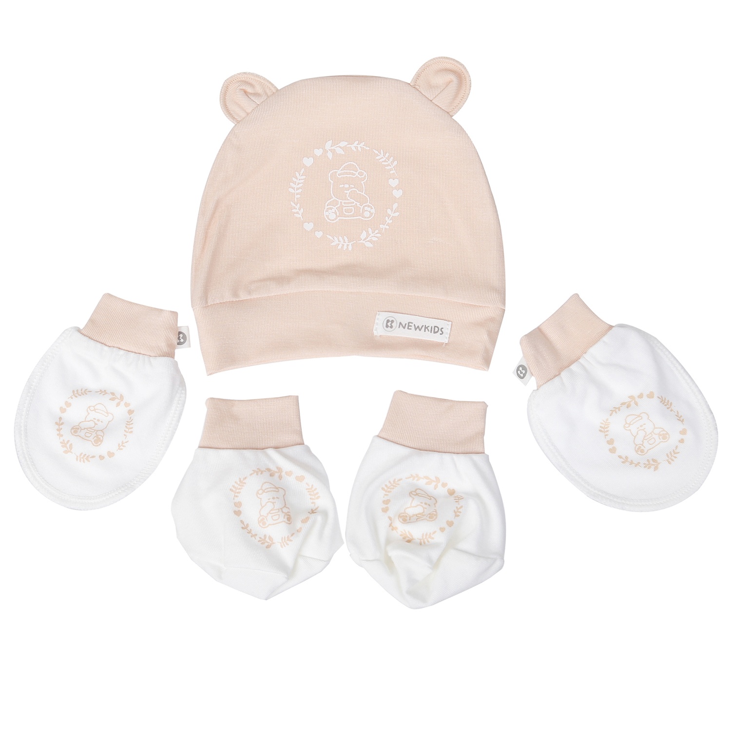 bao tay chân trong bộ body Set đồ sơ sinh KidsPlaza Otis ND24H (Be)